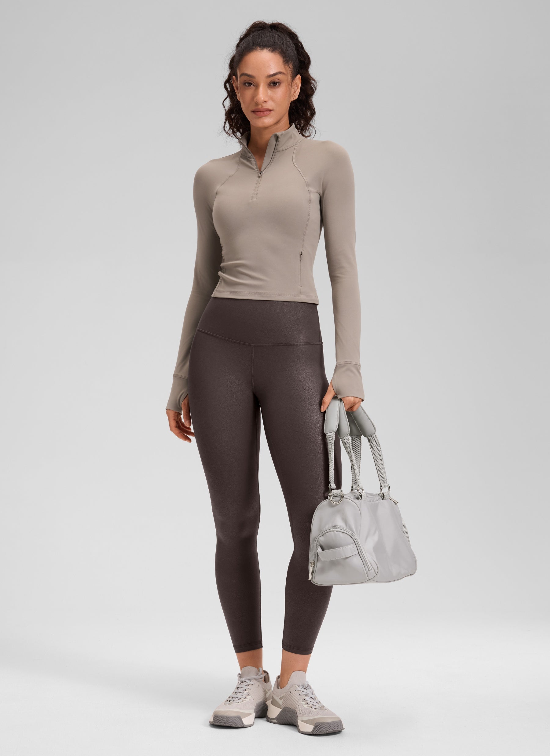 CRZ YOGA Butterluxe Leggings de Piel Sintética Mate para Mujer Papel de Aluminio Marron Hot Fudge