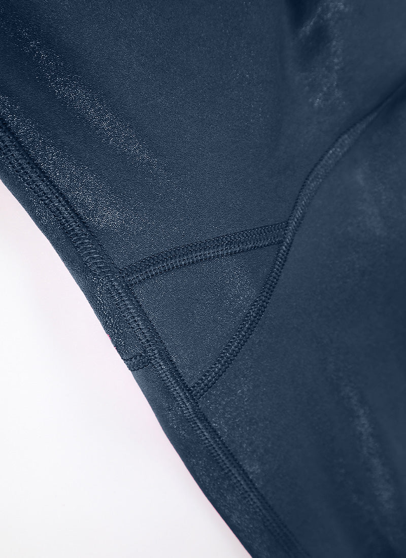 CRZ YOGA Leggings de piel sintética mate para mujer MARINA FRANCESA Patrón Clásico