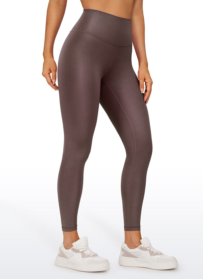 CRZ YOGA Butterluxe Leggings de Piel Sintética Mate para Mujer Patrón Clásico Topo