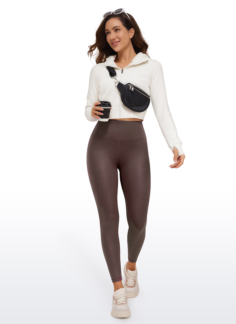 CRZ YOGA Butterluxe Leggings de Piel Sintética Mate para Mujer Patrón Clásico Topo