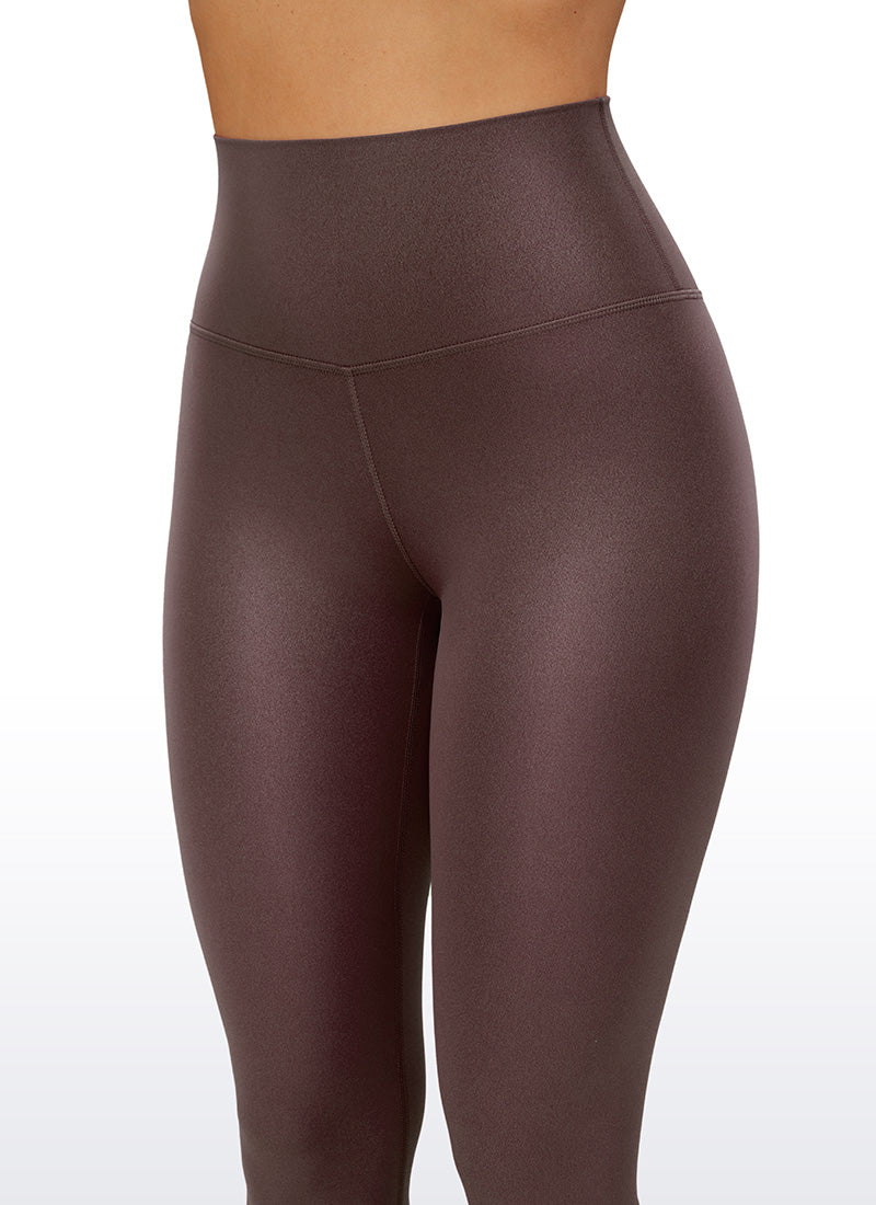 CRZ YOGA Butterluxe Leggings de Piel Sintética Mate para Mujer Patrón Clásico Topo