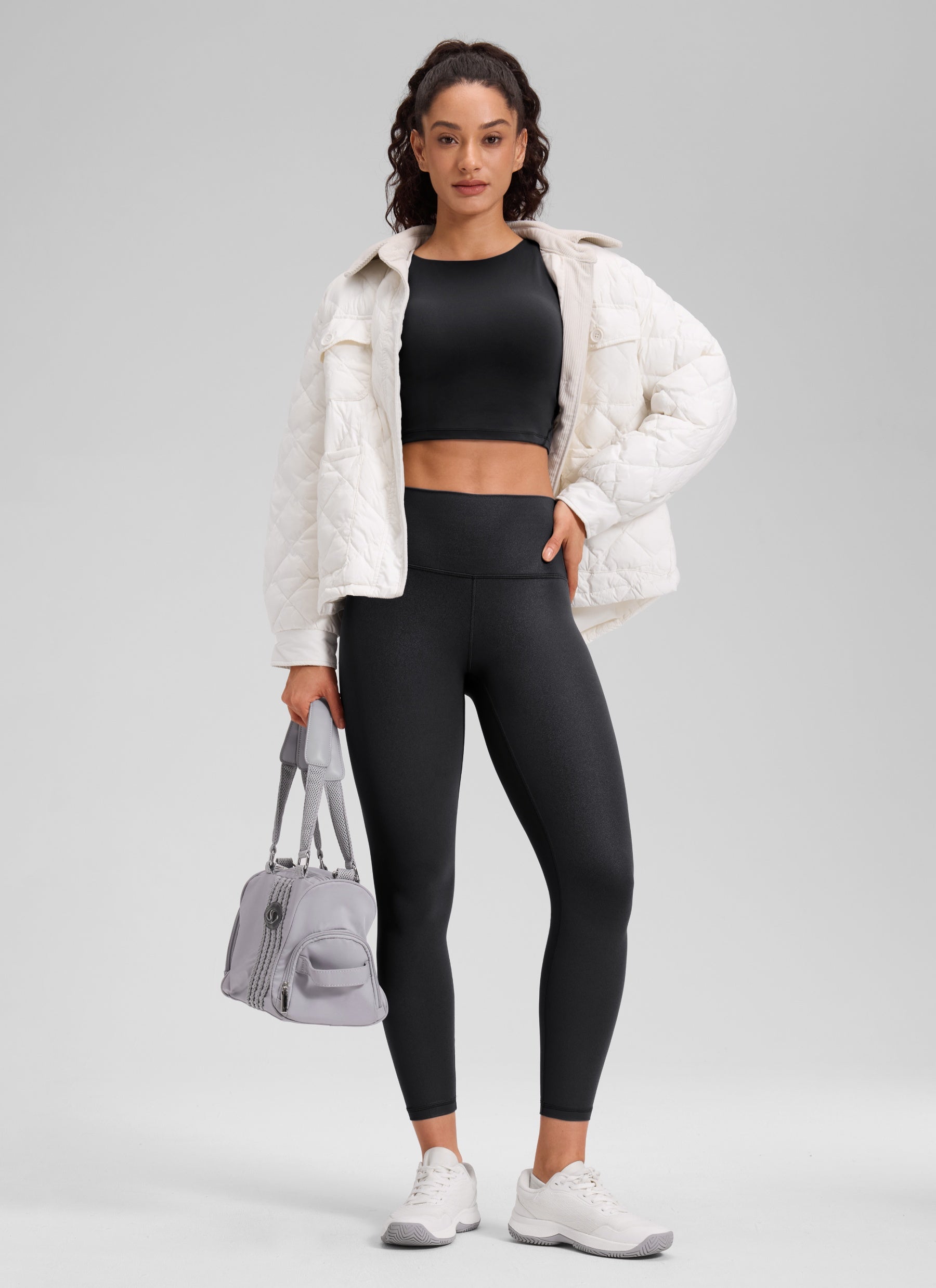 CRZ YOGA Butterluxe Leggings de Piel Sintética Mate para Mujer Estampado Negro