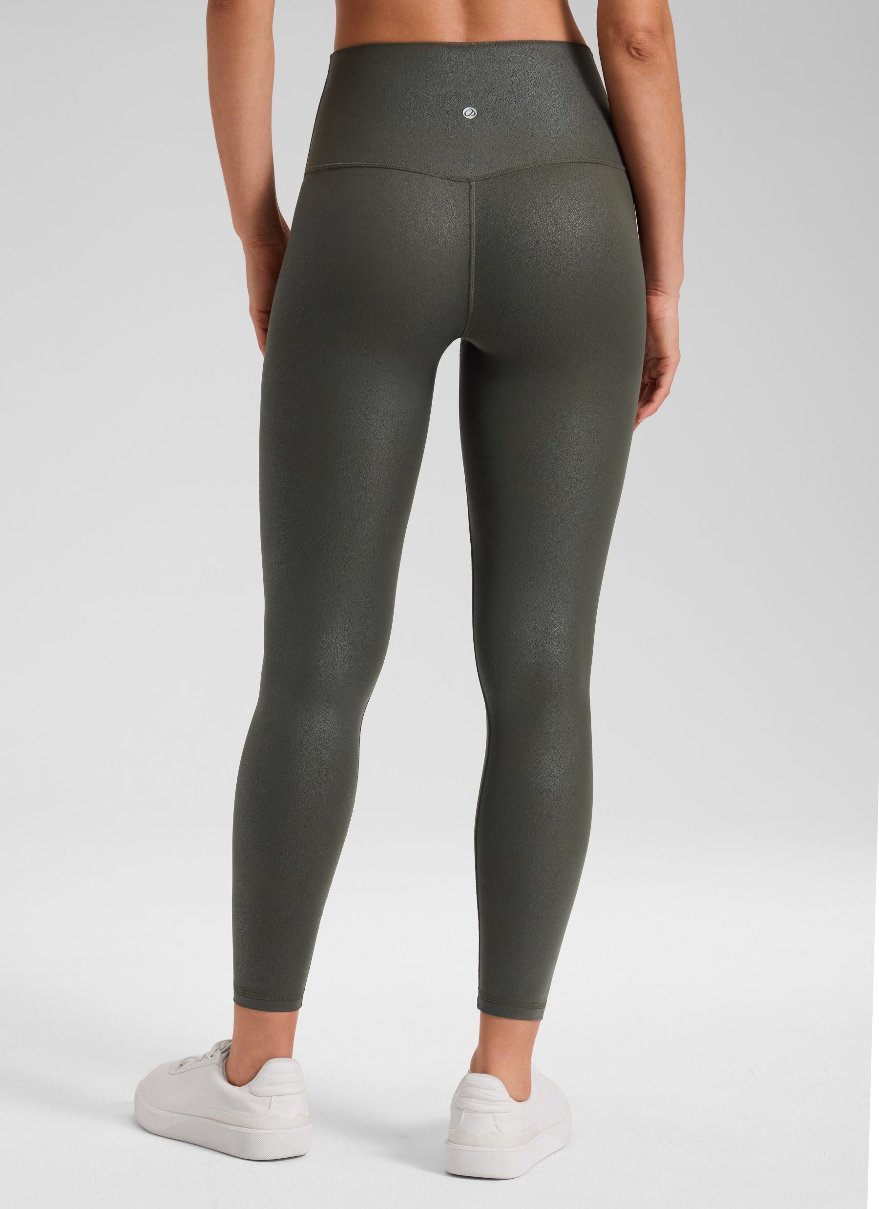 CRZ YOGA Butterluxe Leggings de Piel Sintética Mate para Mujer Papel de Aluminio Verde Oliva