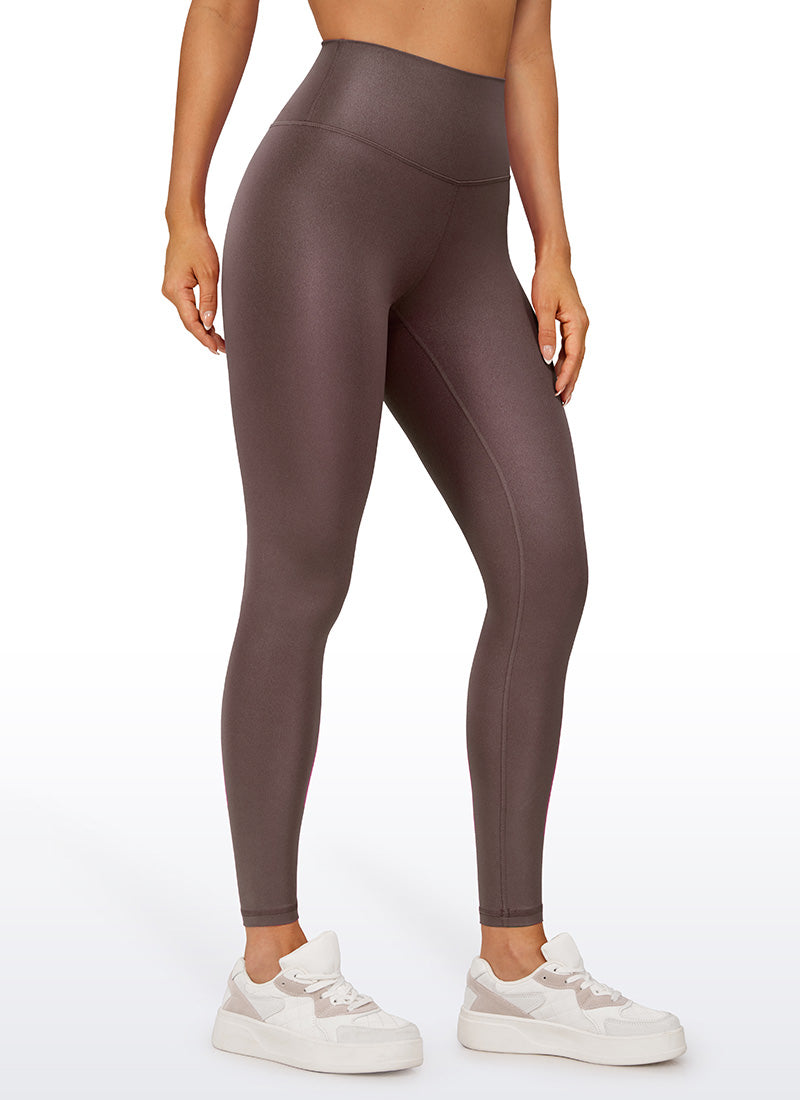 CRZ YOGA Leggings de piel sintética mate para mujer Patrón Clásico Topo