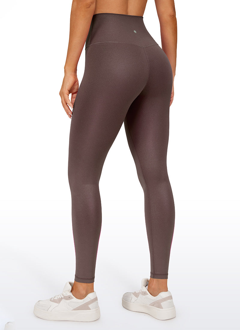 CRZ YOGA Leggings de piel sintética mate para mujer Patrón Clásico Topo