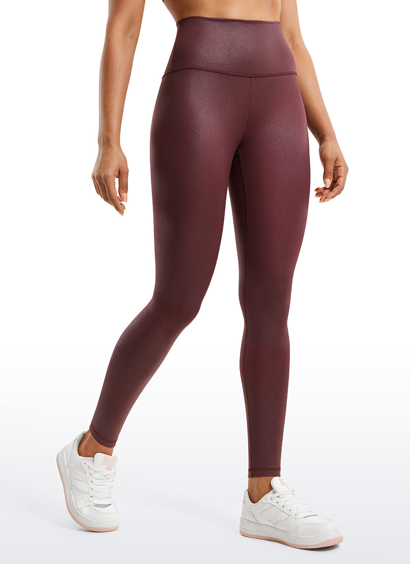 CRZ YOGA Leggings de piel sintética mate para mujer Papel de Aluminio Rojo Merlot