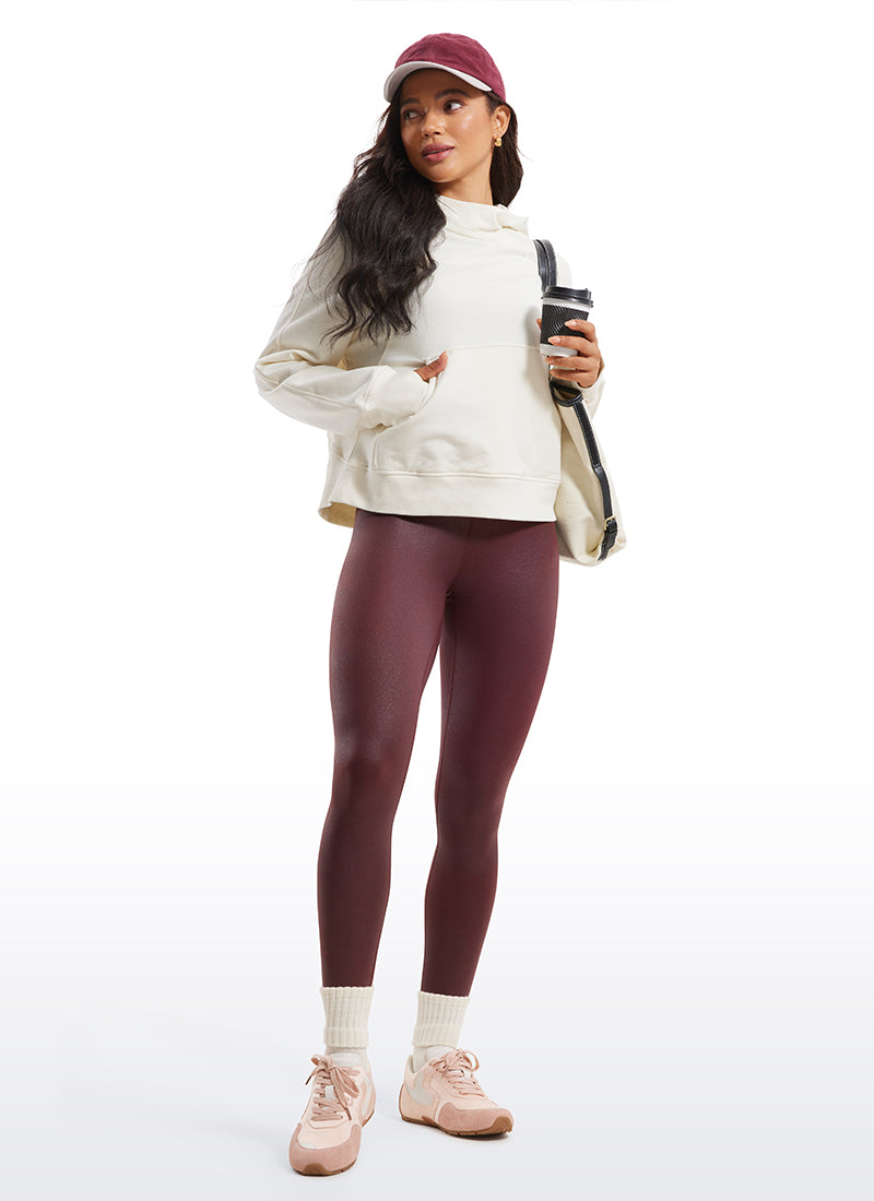 CRZ YOGA Leggings de piel sintética mate para mujer Papel de Aluminio Rojo Merlot