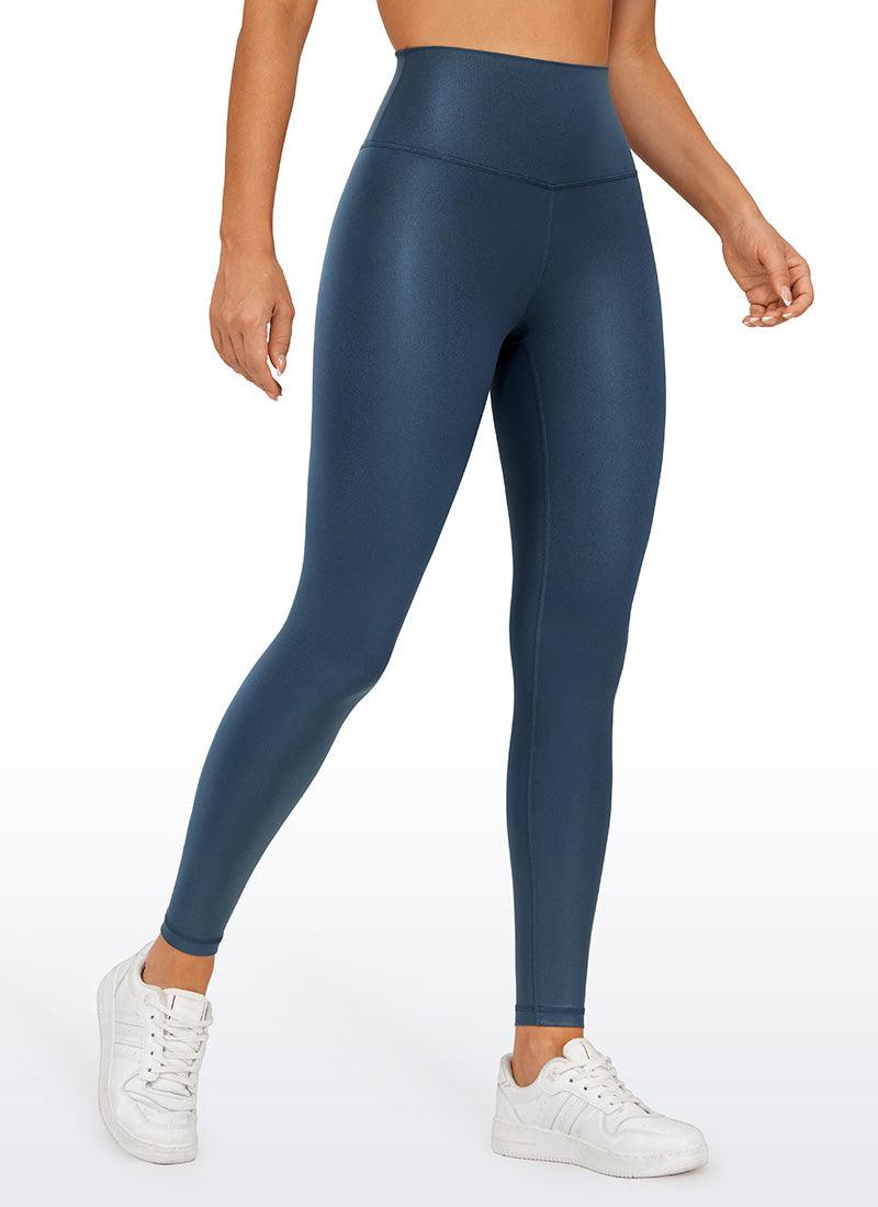 CRZ YOGA Leggings de piel sintética mate para mujer MARINA FRANCESA Patrón Clásico