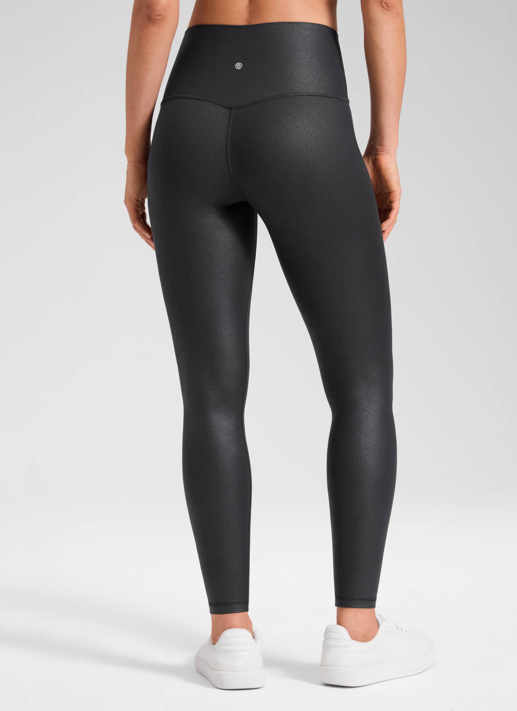 CRZ YOGA Leggings de piel sintética mate para mujer Estampado Negro