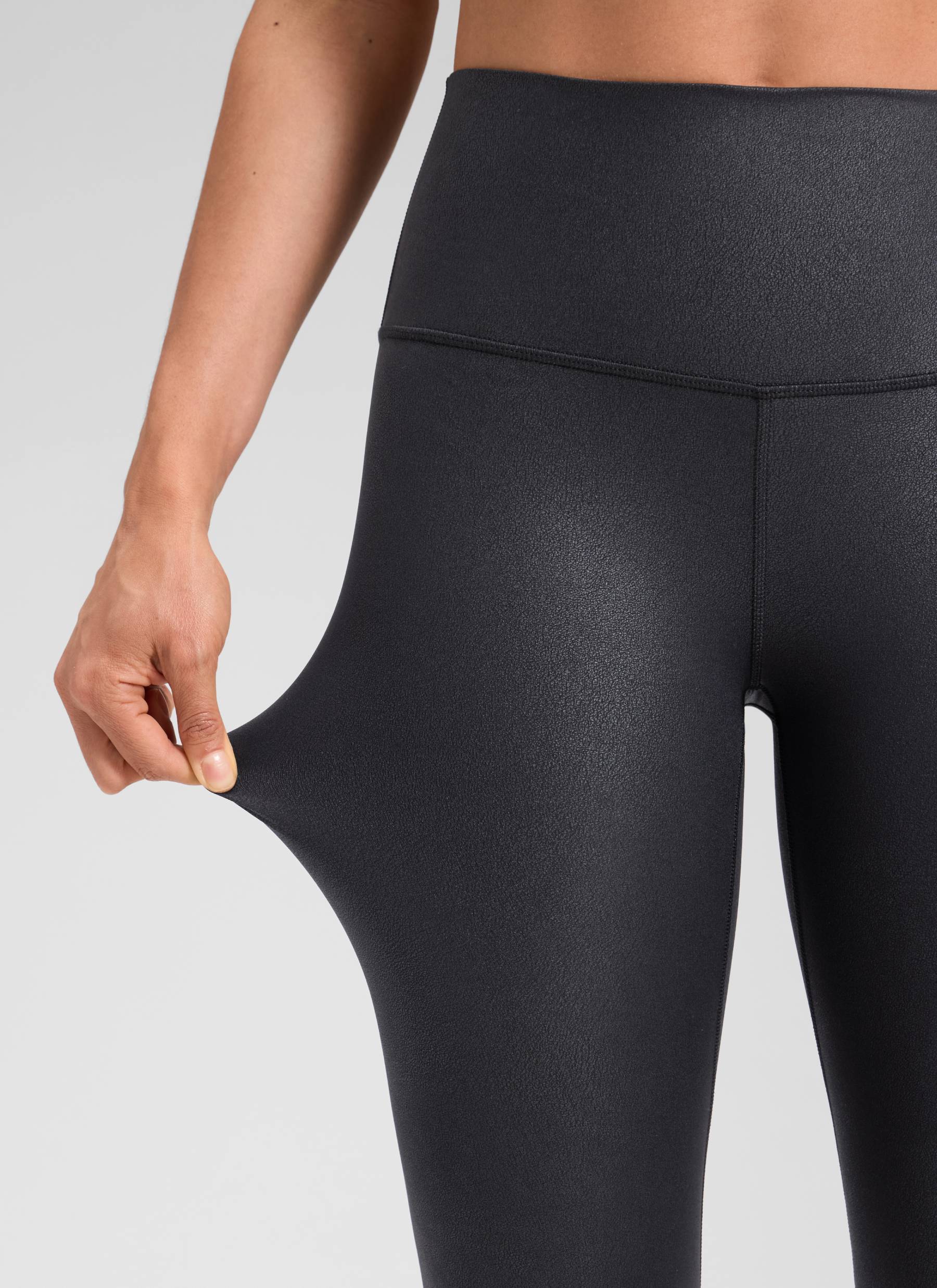 CRZ YOGA Leggings de piel sintética mate para mujer Estampado Negro