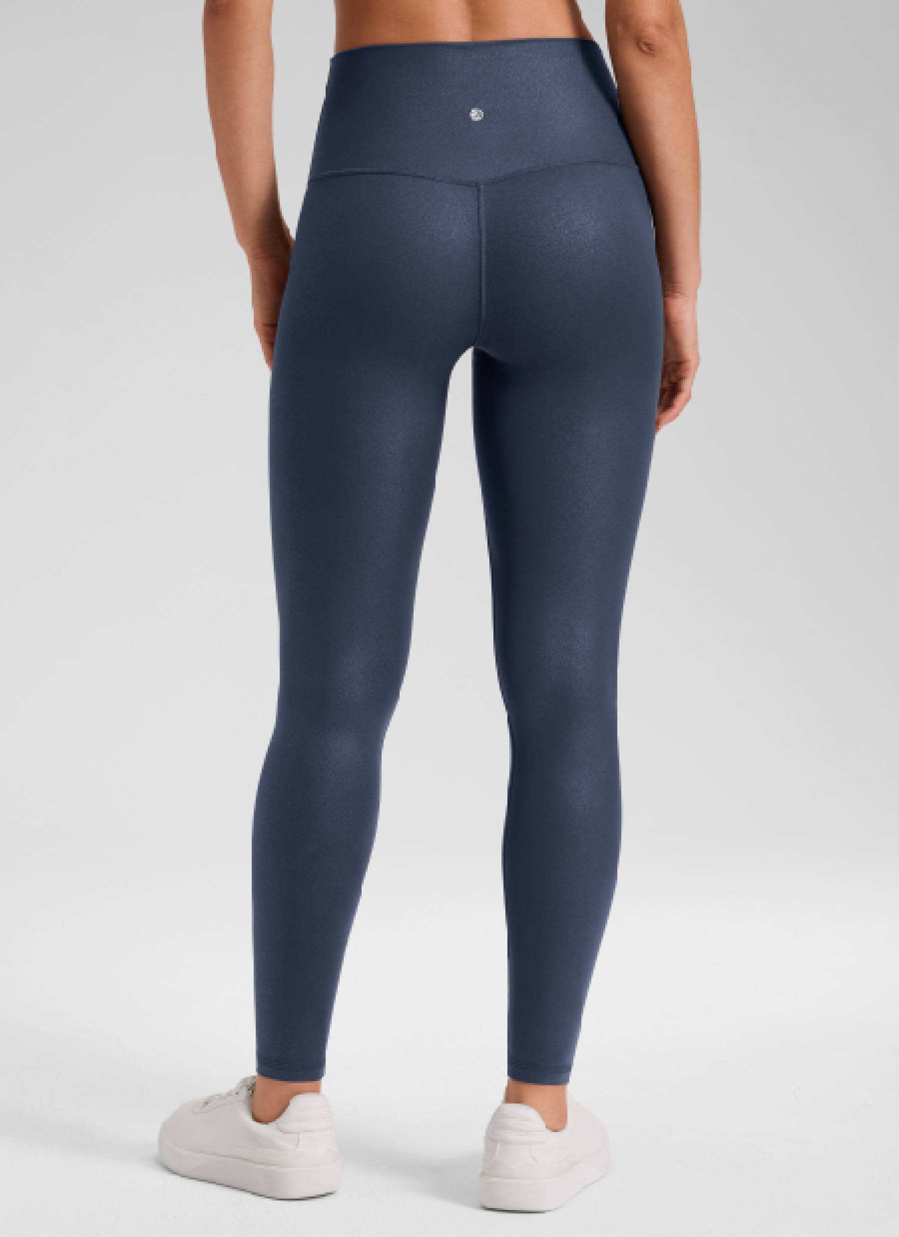 CRZ YOGA Leggings de piel sintética mate para mujer Papel de Aluminio Azul Marino