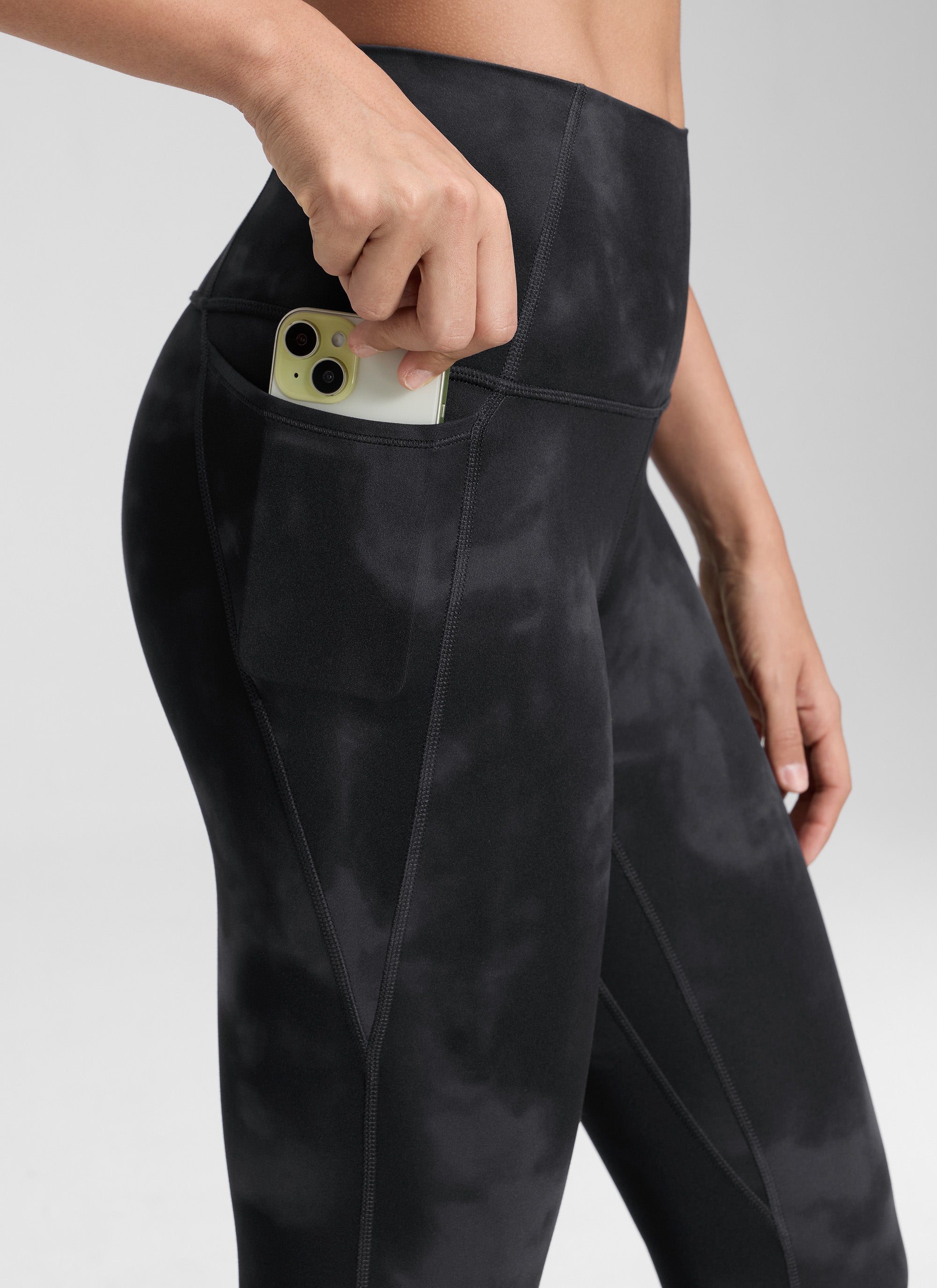 CRZ YOGA Butterluxe Legging con Bolsillos y Cintura Alta para Mujer Flores De Tinte Negro