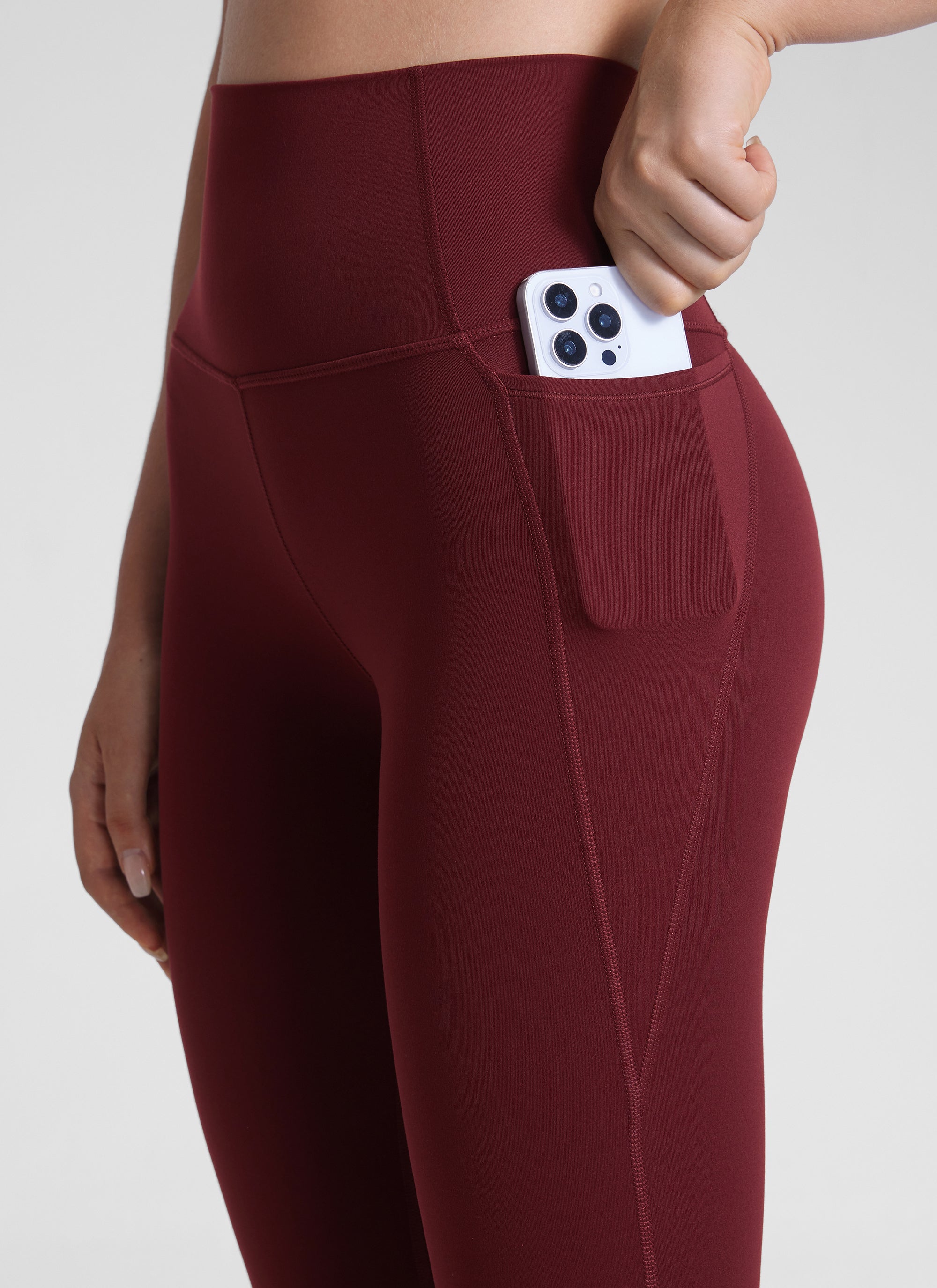 CRZ YOGA Butterluxe Legging con Bolsillos y Cintura Alta para Mujer Merlot Rojo