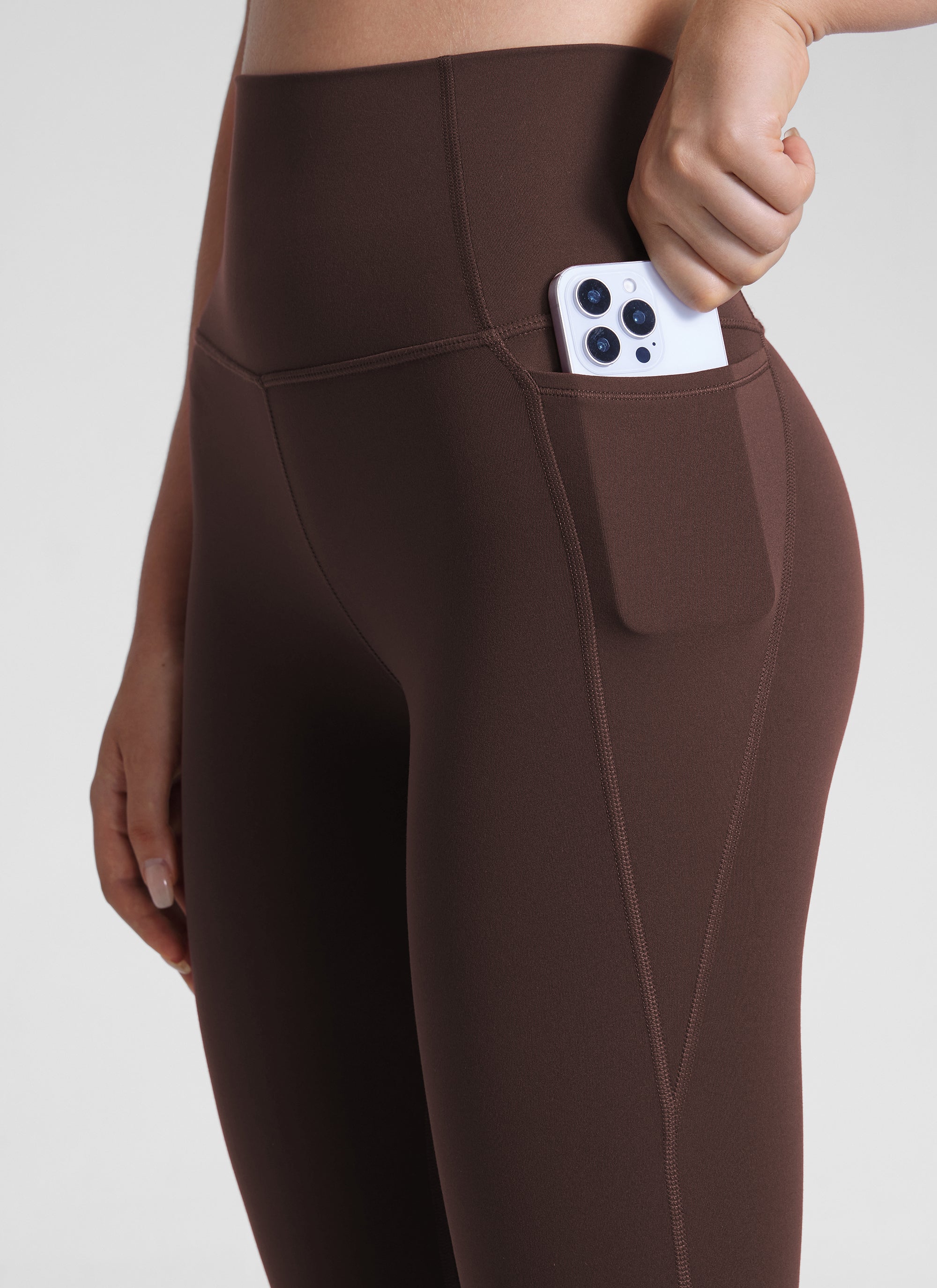 CRZ YOGA Butterluxe Legging con Bolsillos y Cintura Alta para Mujer Marrón Fudge Caliente