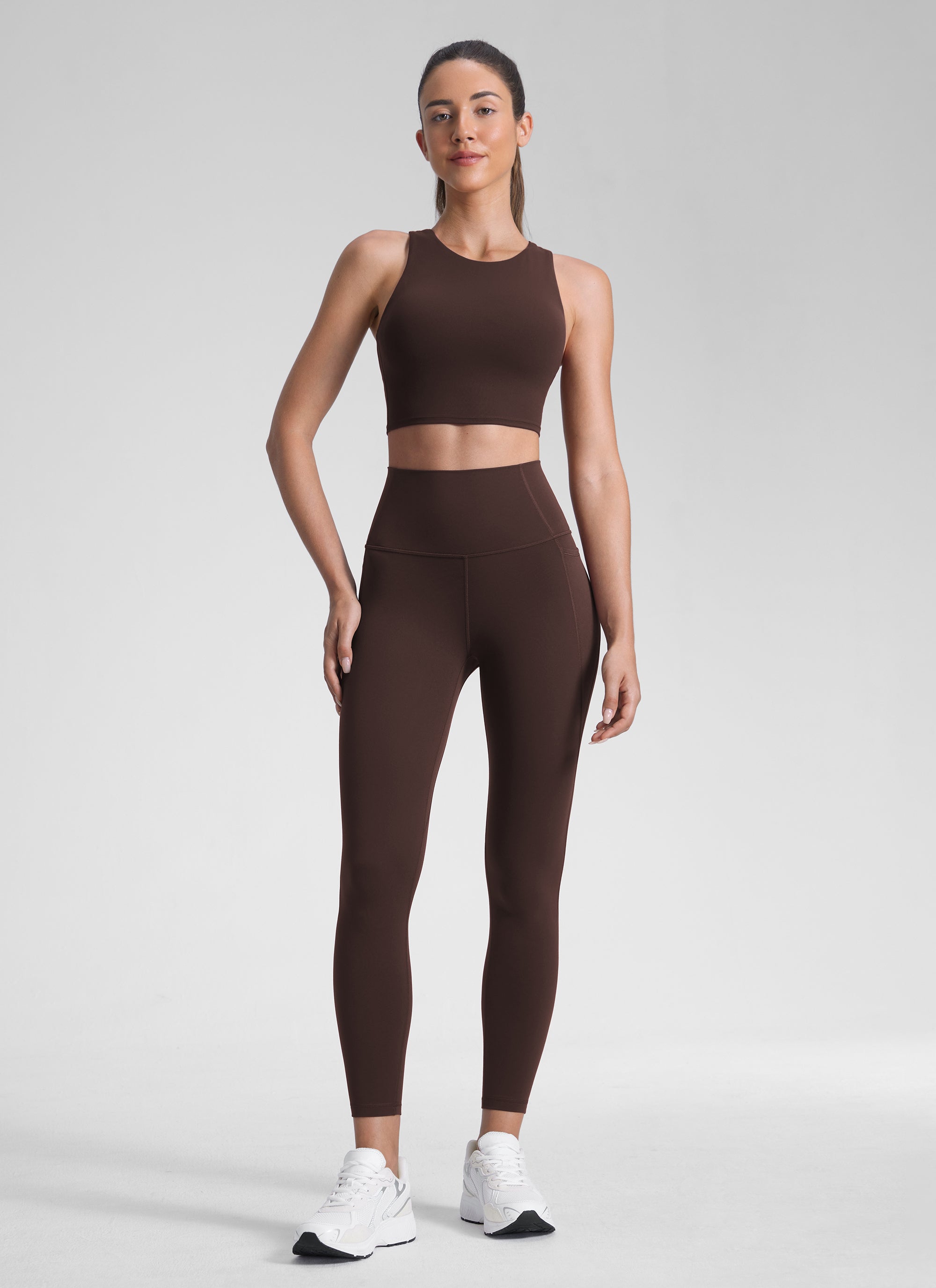 CRZ YOGA Butterluxe Legging con Bolsillos y Cintura Alta para Mujer Marrón Fudge Caliente