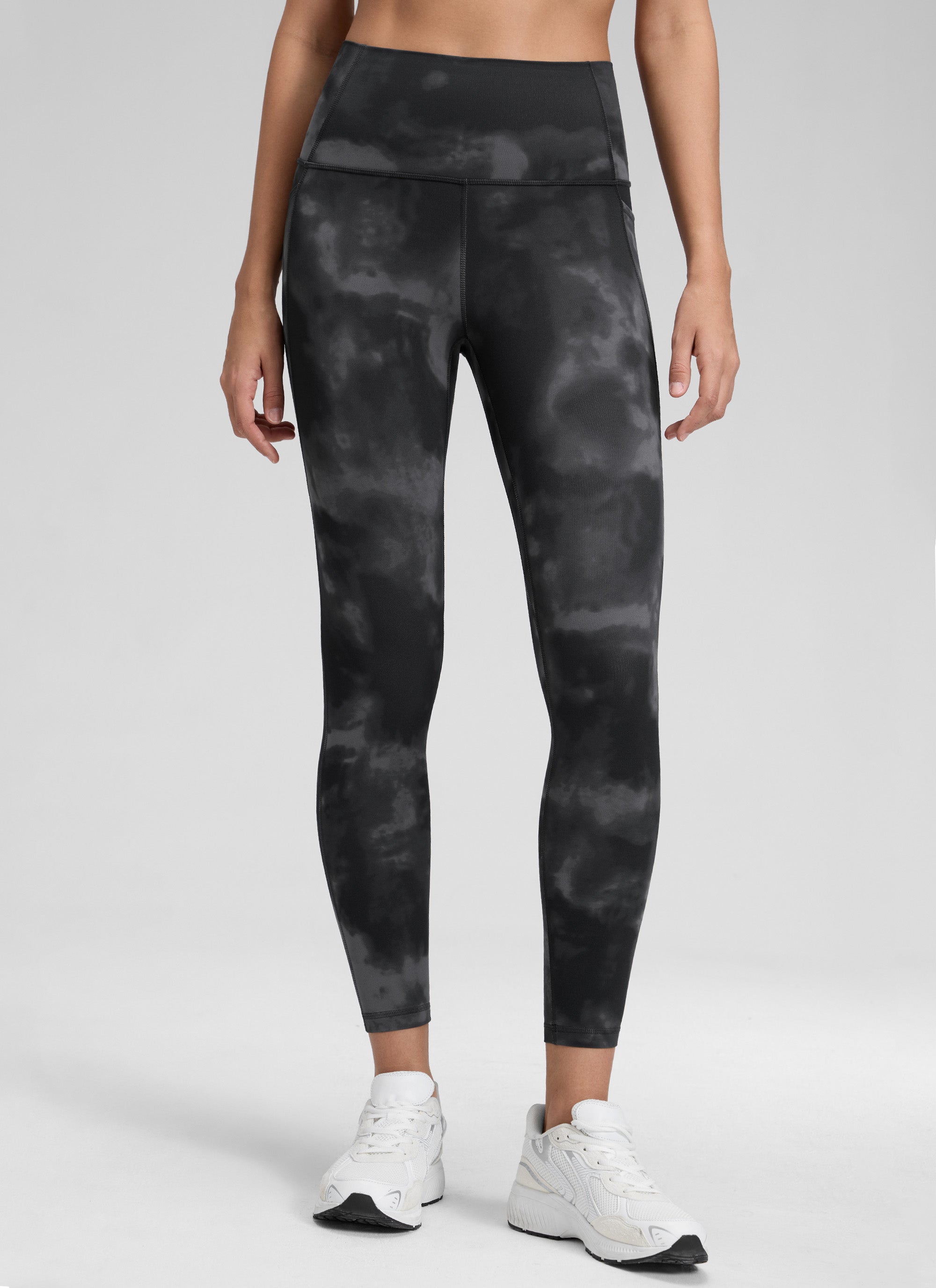 CRZ YOGA Butterluxe Legging con Bolsillos y Cintura Alta para Mujer Flores Grises Tie Dye