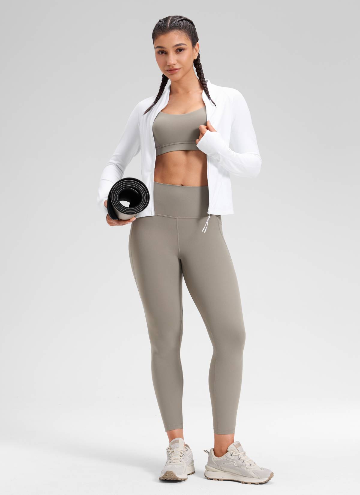 CRZ YOGA Butterluxe Legging con Bolsillos y Cintura Alta para Mujer Gris Ceniza Cálido