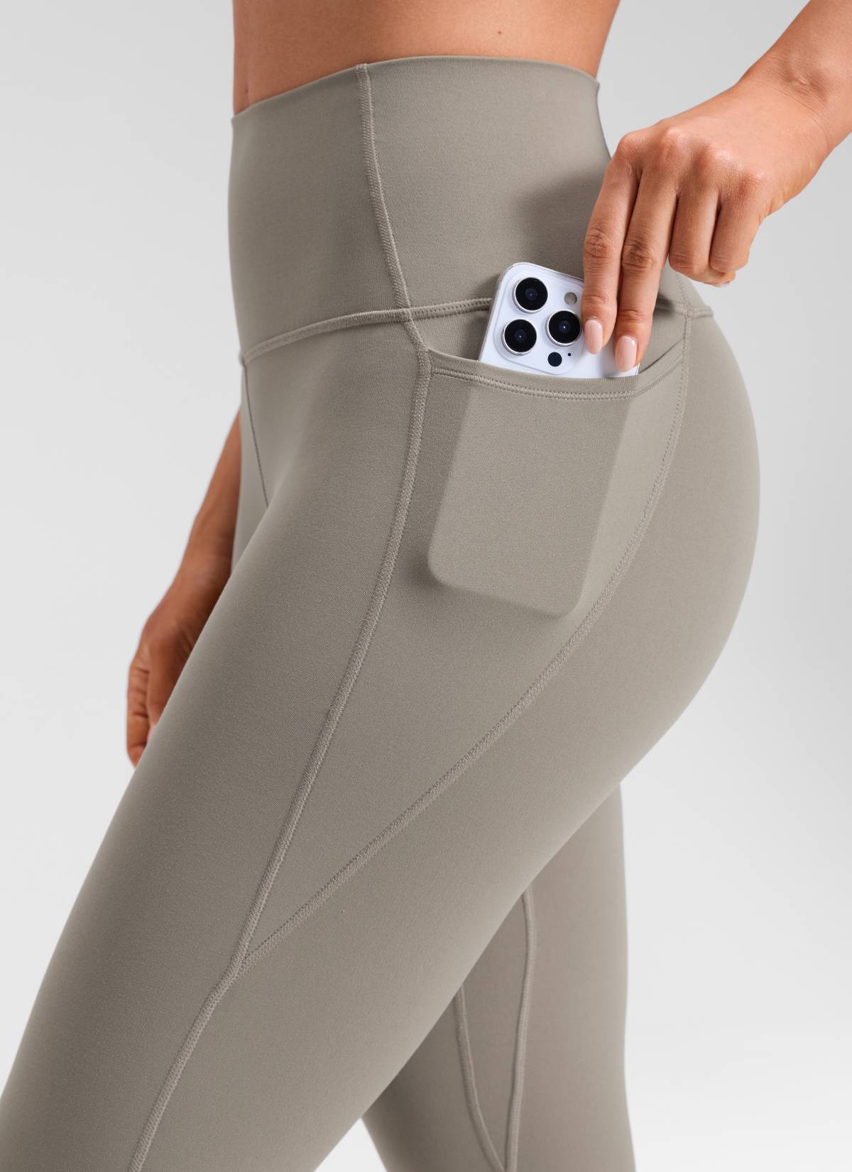 CRZ YOGA Butterluxe Legging con Bolsillos y Cintura Alta para Mujer Gris Ceniza Cálido