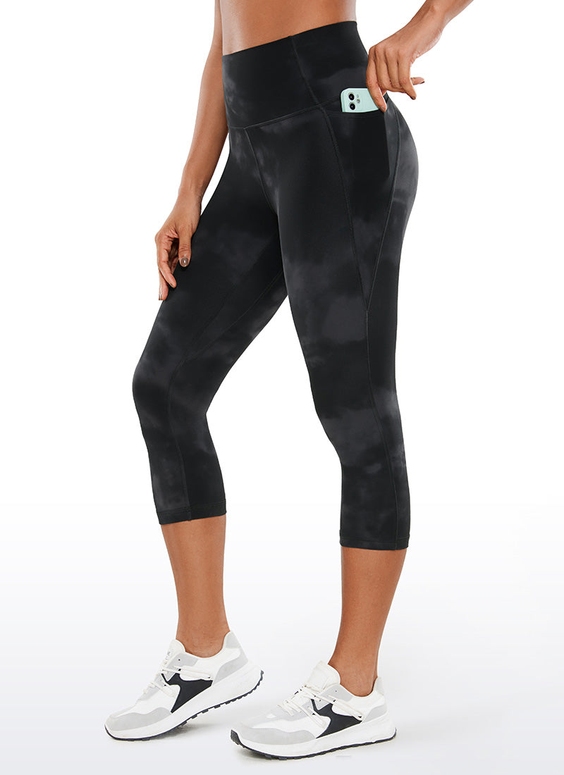 CRZ YOGA Butterluxe Leggings de Cintura Alta con Bolsillo para Mujer Flores De Tinte Negro