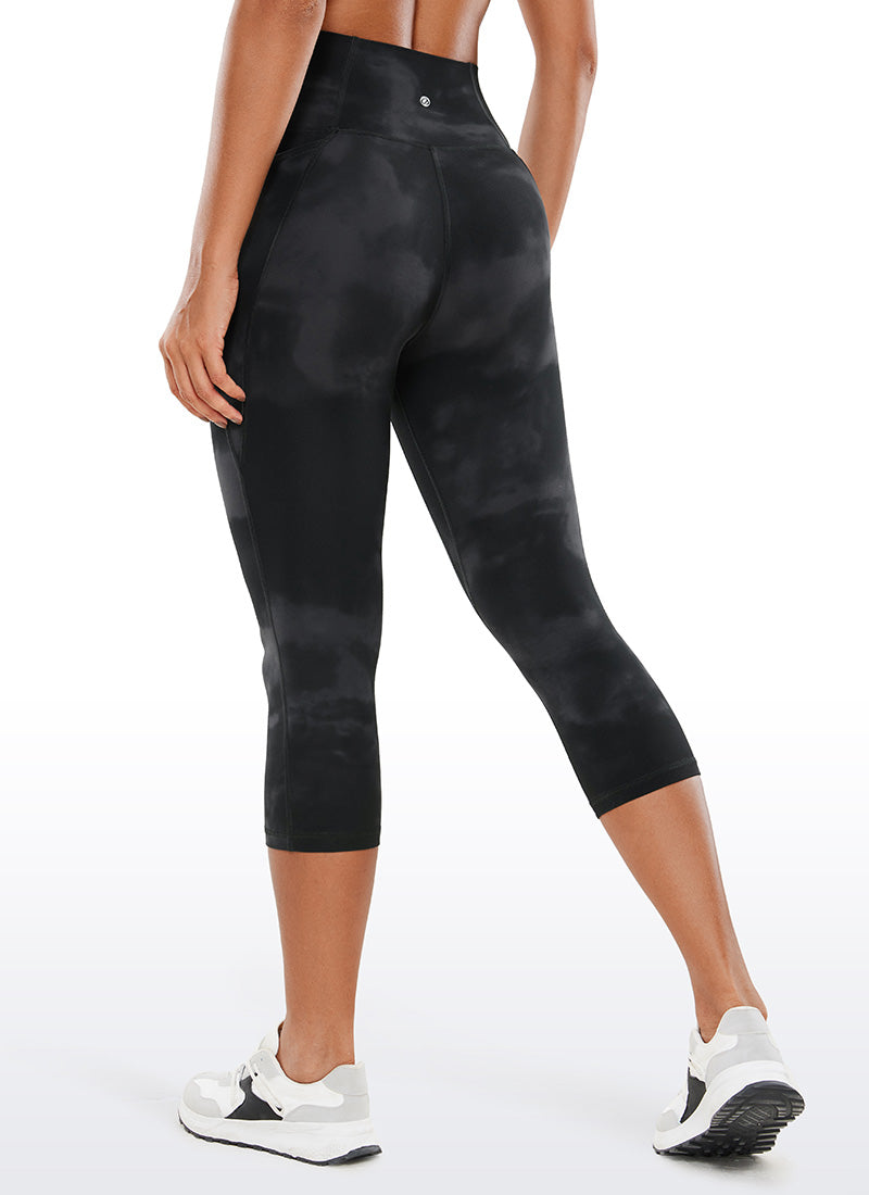 CRZ YOGA Butterluxe Leggings de Cintura Alta con Bolsillo para Mujer Flores De Tinte Negro