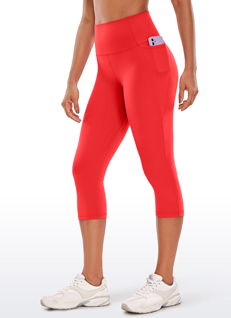 CRZ YOGA Butterluxe Leggings de Cintura Alta con Bolsillo para Mujer Rojo Profundo