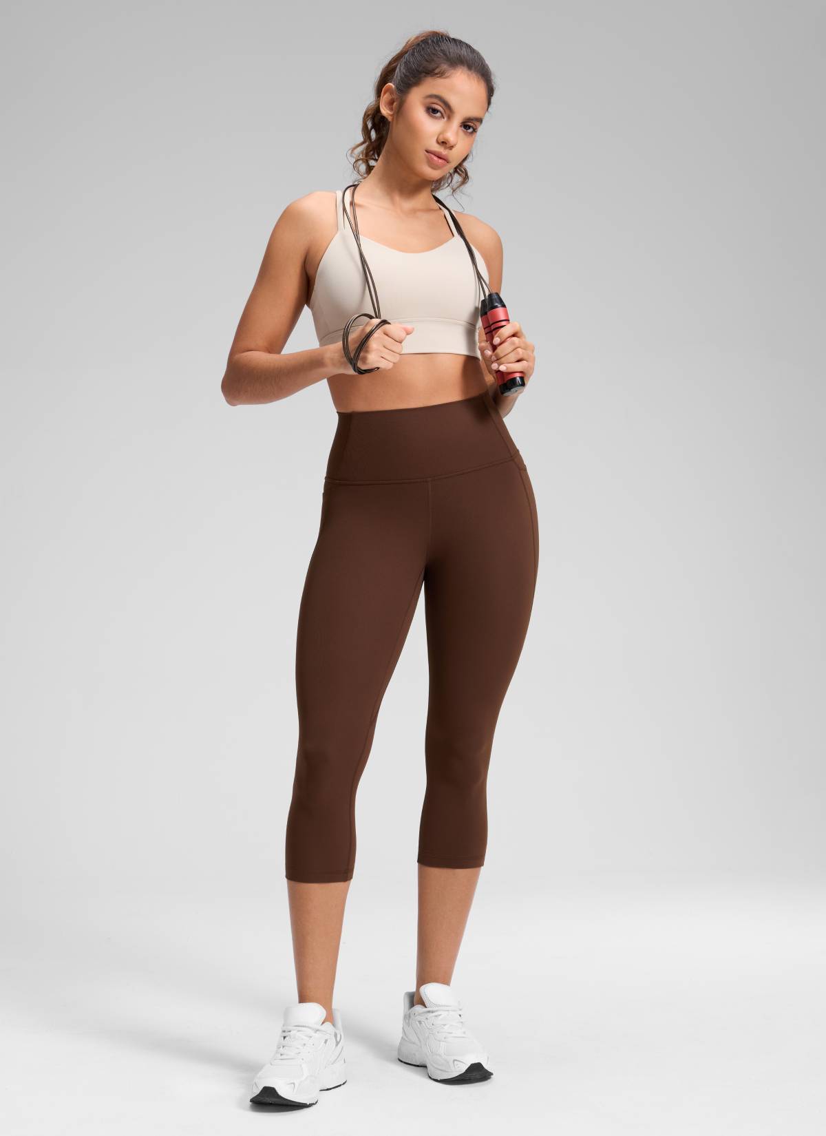 CRZ YOGA Butterluxe Leggings de Cintura Alta con Bolsillo para Mujer Marrón Lava