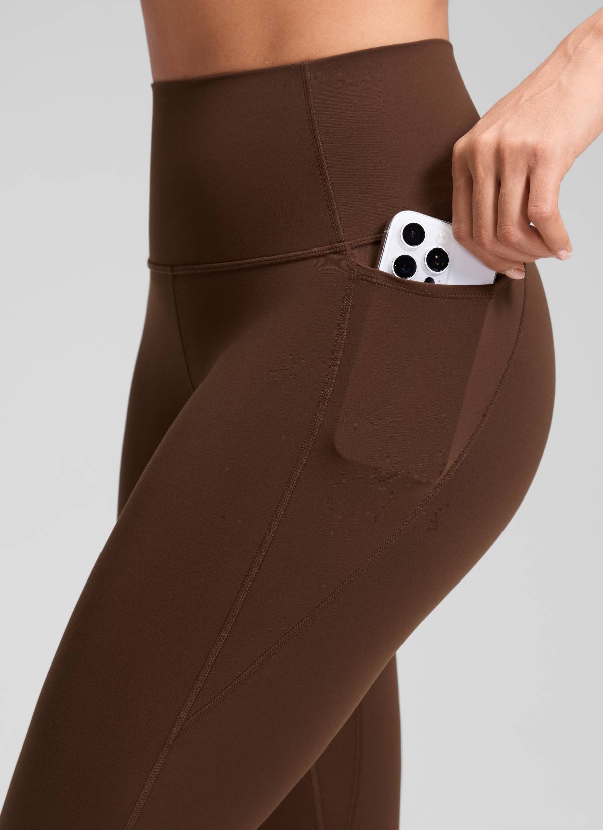CRZ YOGA Butterluxe Leggings de Cintura Alta con Bolsillo para Mujer Marrón Lava