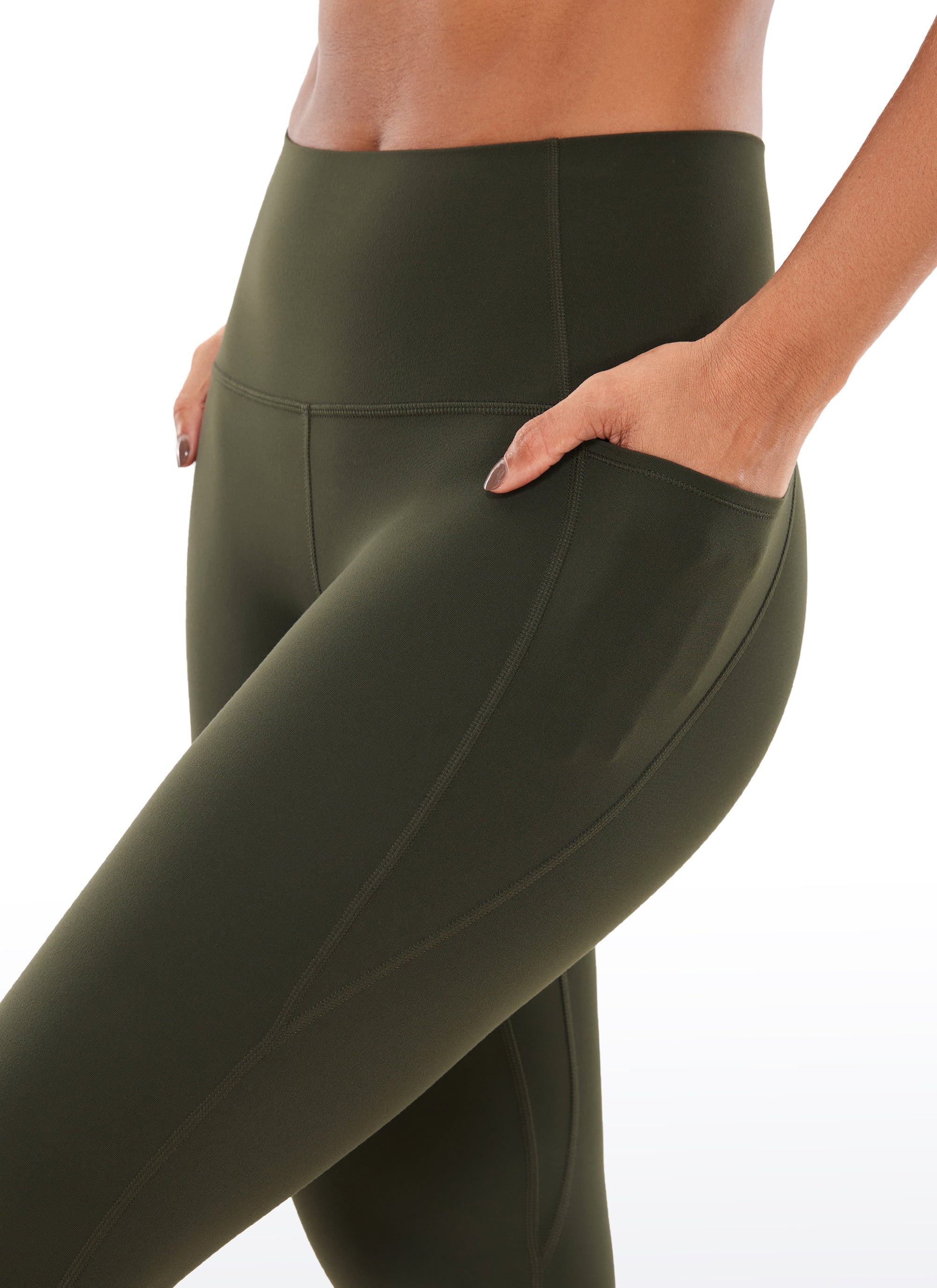 CRZ YOGA Butterluxe Leggings de Cintura Alta con Bolsillo para Mujer Verde Oliva