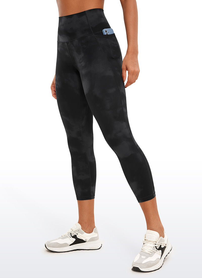 CRZ YOGA Butterluxe Leggings de Cintura Alta con Bolsillo para Mujer Flores De Tinte Negro