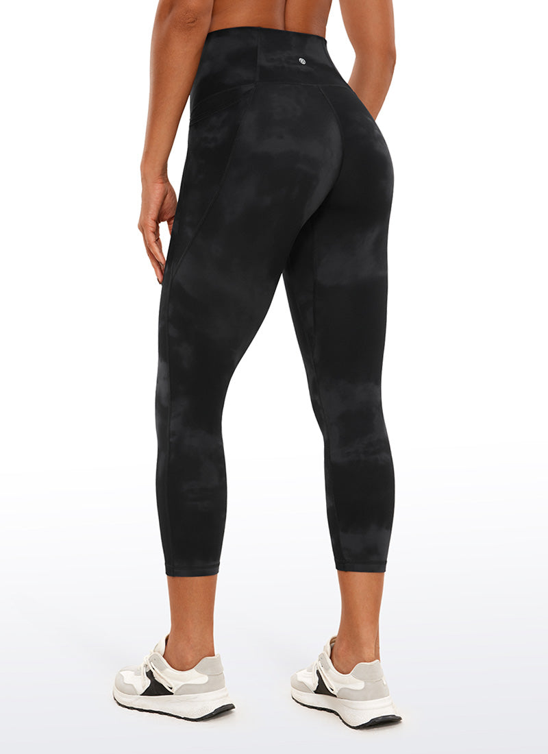 CRZ YOGA Butterluxe Leggings de Cintura Alta con Bolsillo para Mujer Flores De Tinte Negro