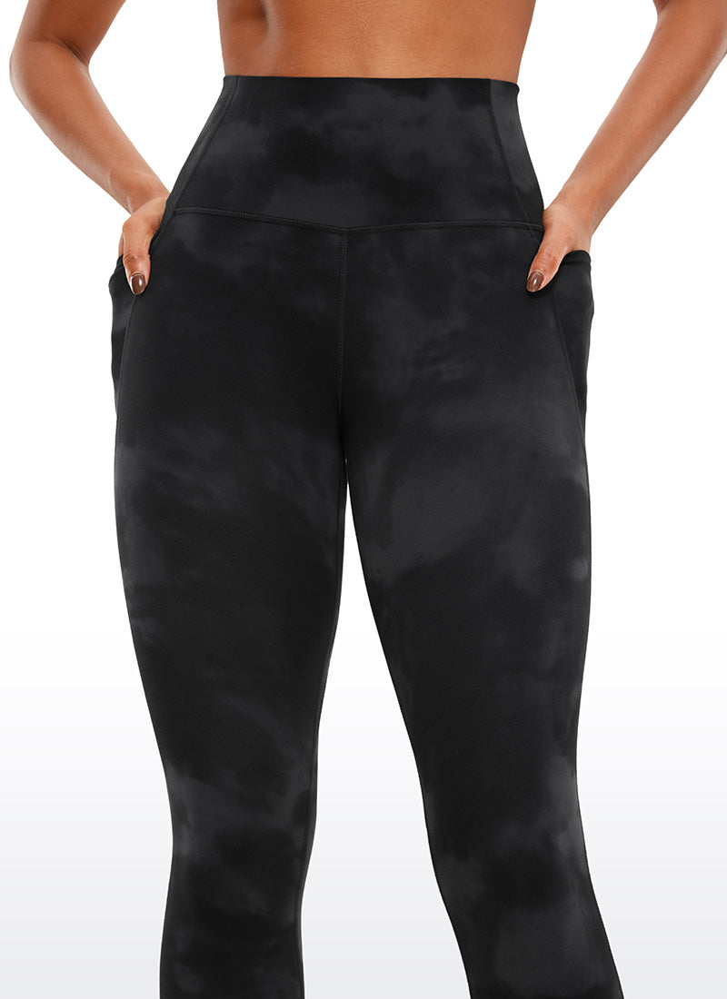 CRZ YOGA Butterluxe Leggings de Cintura Alta con Bolsillo para Mujer Flores De Tinte Negro