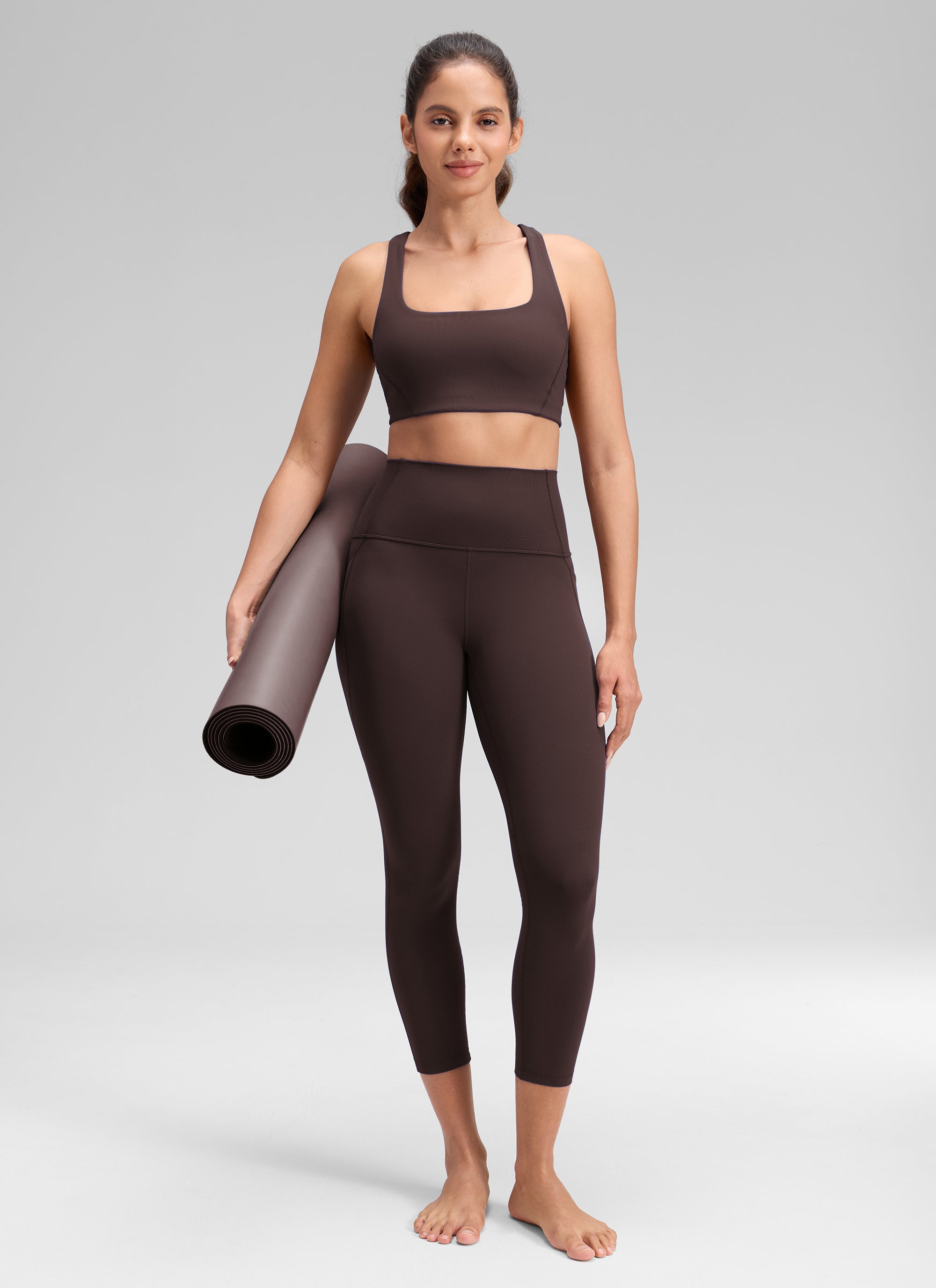 CRZ YOGA Butterluxe Leggings de Cintura Alta con Bolsillo para Mujer Marrón Fudge Caliente