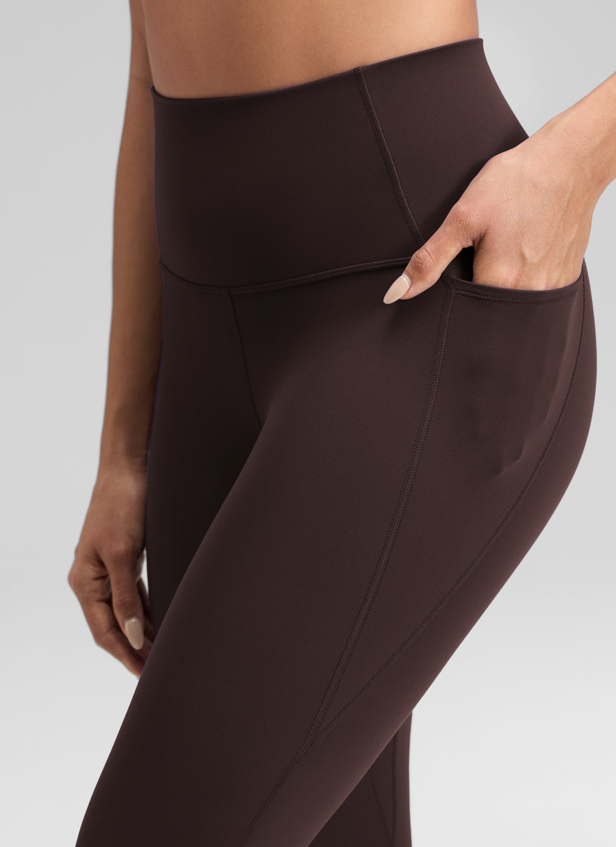 CRZ YOGA Butterluxe Leggings de Cintura Alta con Bolsillo para Mujer Marrón Fudge Caliente