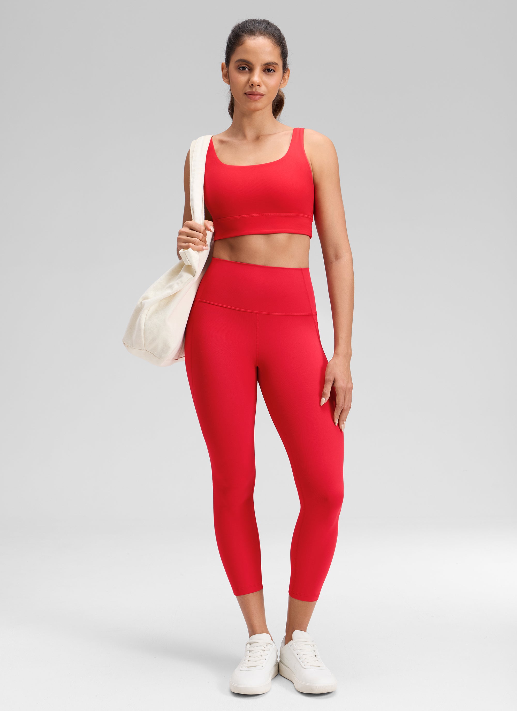 CRZ YOGA Butterluxe Leggings de Cintura Alta con Bolsillo para Mujer Rojo Aurora