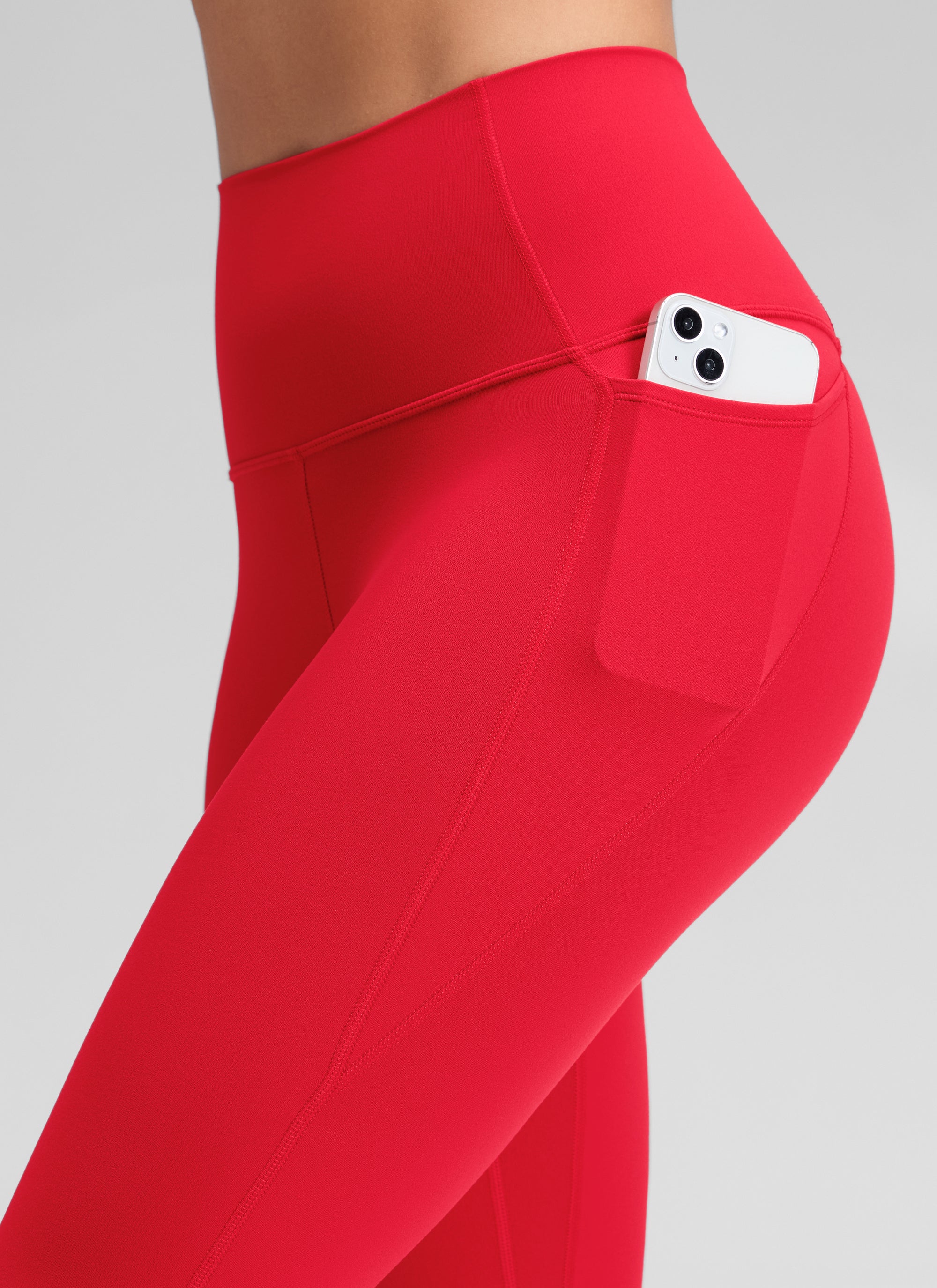 CRZ YOGA Butterluxe Leggings de Cintura Alta con Bolsillo para Mujer Rojo Aurora