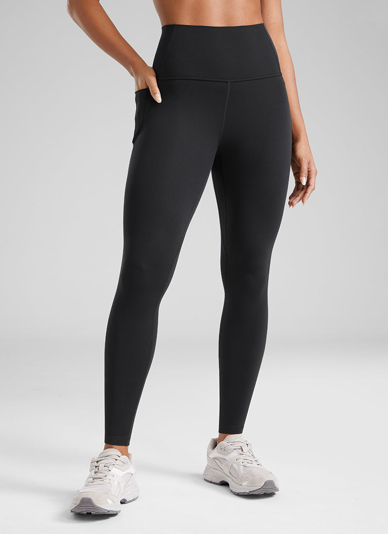 CRZ YOGA Mujer Leggings Deportivos con bolsillos de 28 Pulgadas Negro