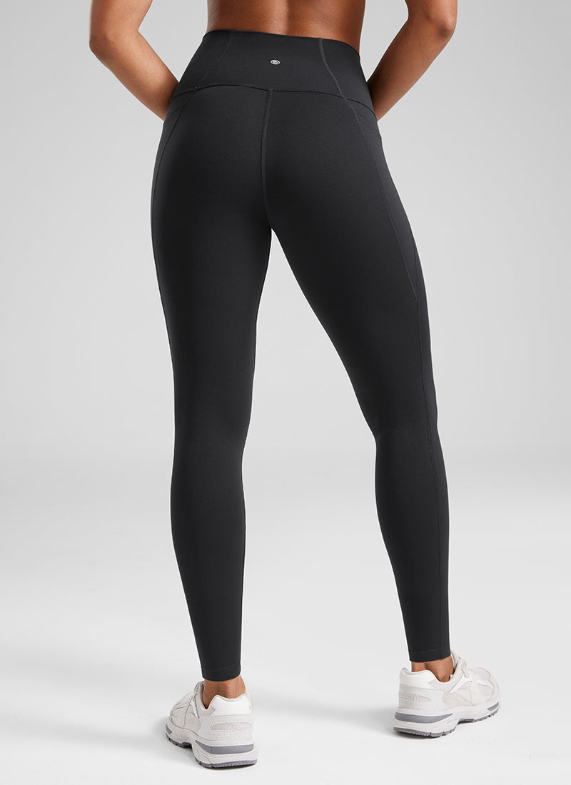 CRZ YOGA Mujer Leggings Deportivos con bolsillos de 28 Pulgadas Negro