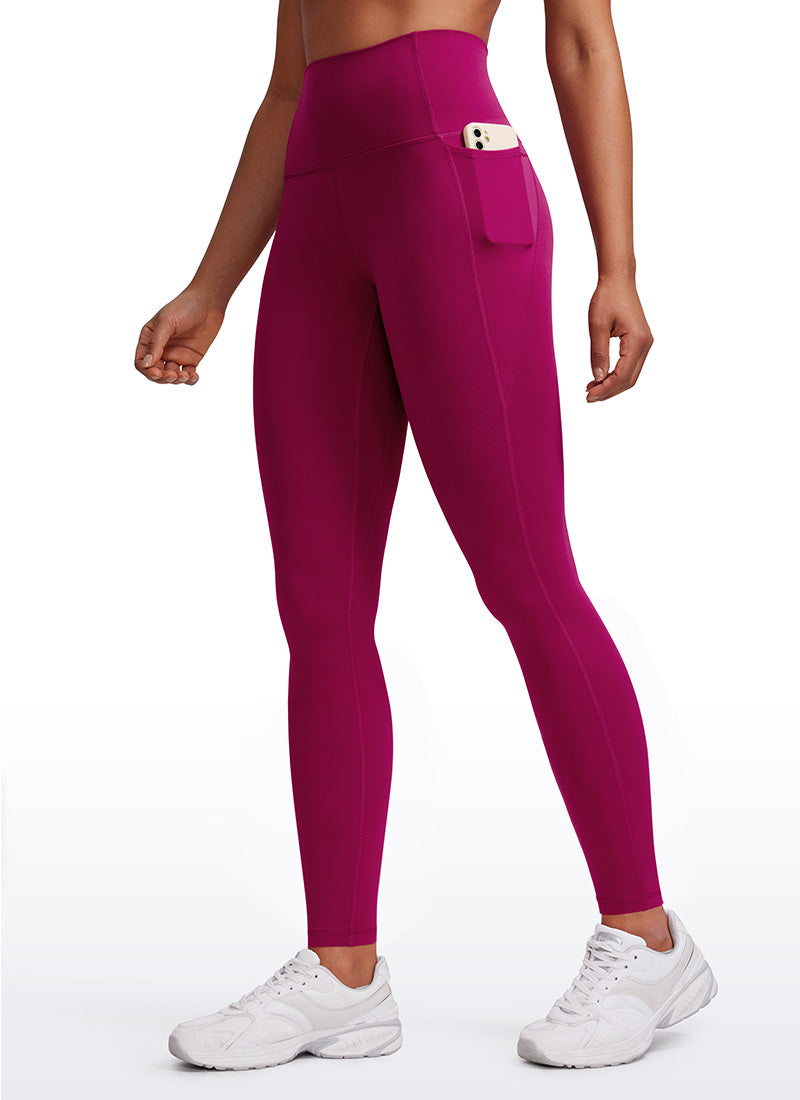 CRZ YOGA Mujer Leggings Deportivos con bolsillos de 28 Pulgadas Magenta Púrpura