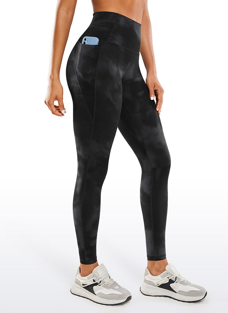 CRZ YOGA Butterluxe Leggings Deportivos con bolsillos de 28 Pulgadas para Mujer Flores De Tinte Negro