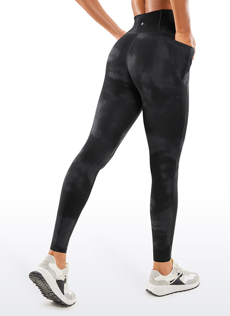 CRZ YOGA Butterluxe Leggings Deportivos con bolsillos de 28 Pulgadas para Mujer Flores De Tinte Negro