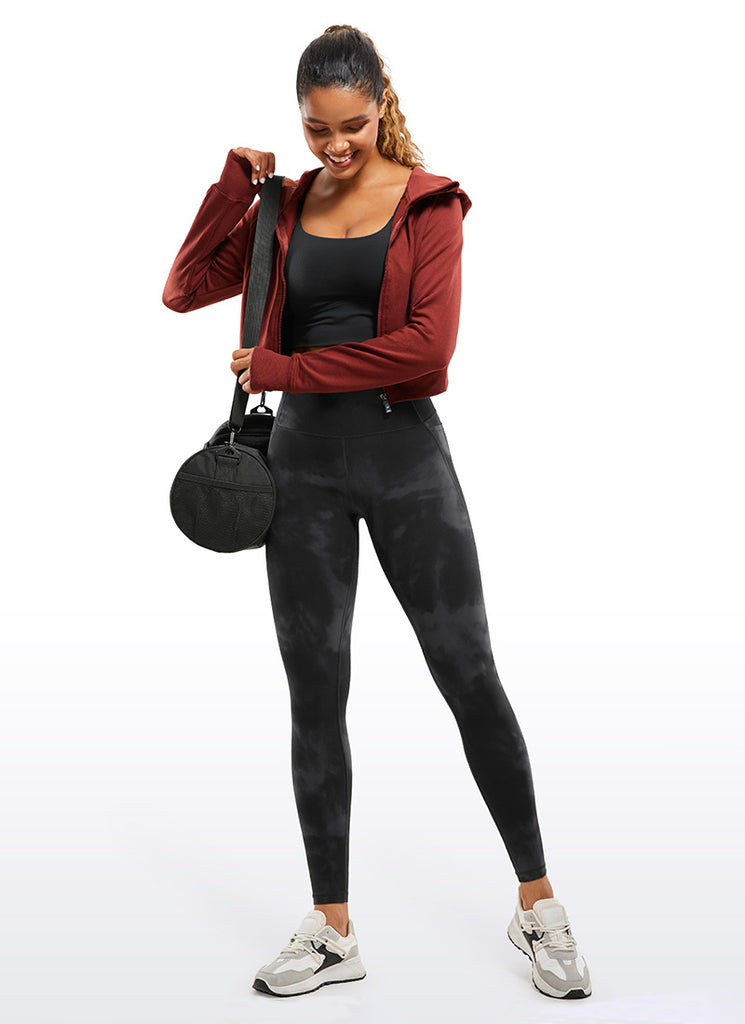 CRZ YOGA Butterluxe Leggings Deportivos con bolsillos de 28 Pulgadas para Mujer Flores De Tinte Negro