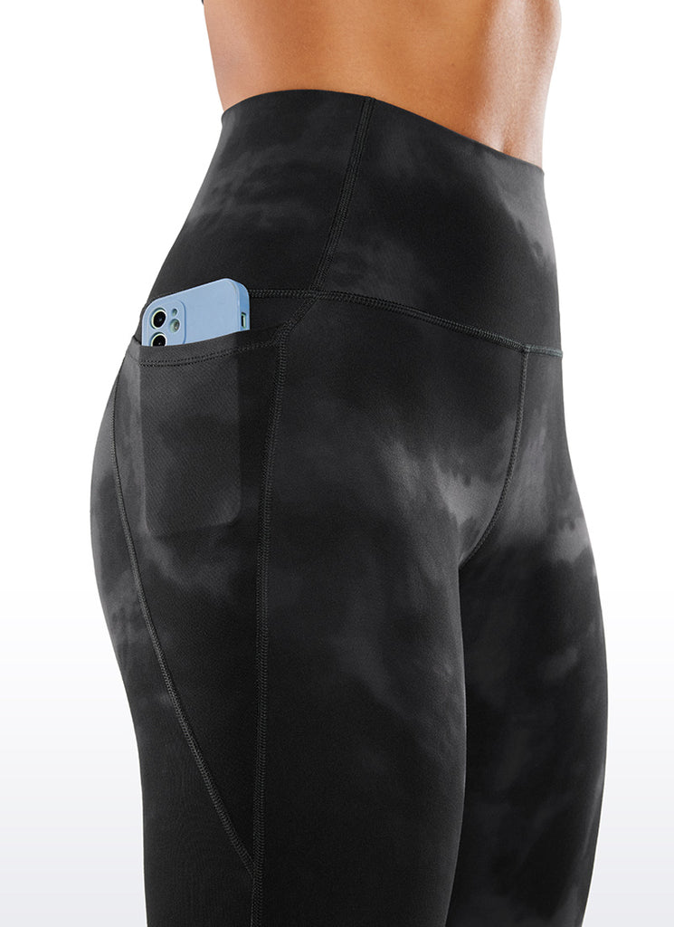 CRZ YOGA Butterluxe Leggings Deportivos con bolsillos de 28 Pulgadas para Mujer Flores De Tinte Negro