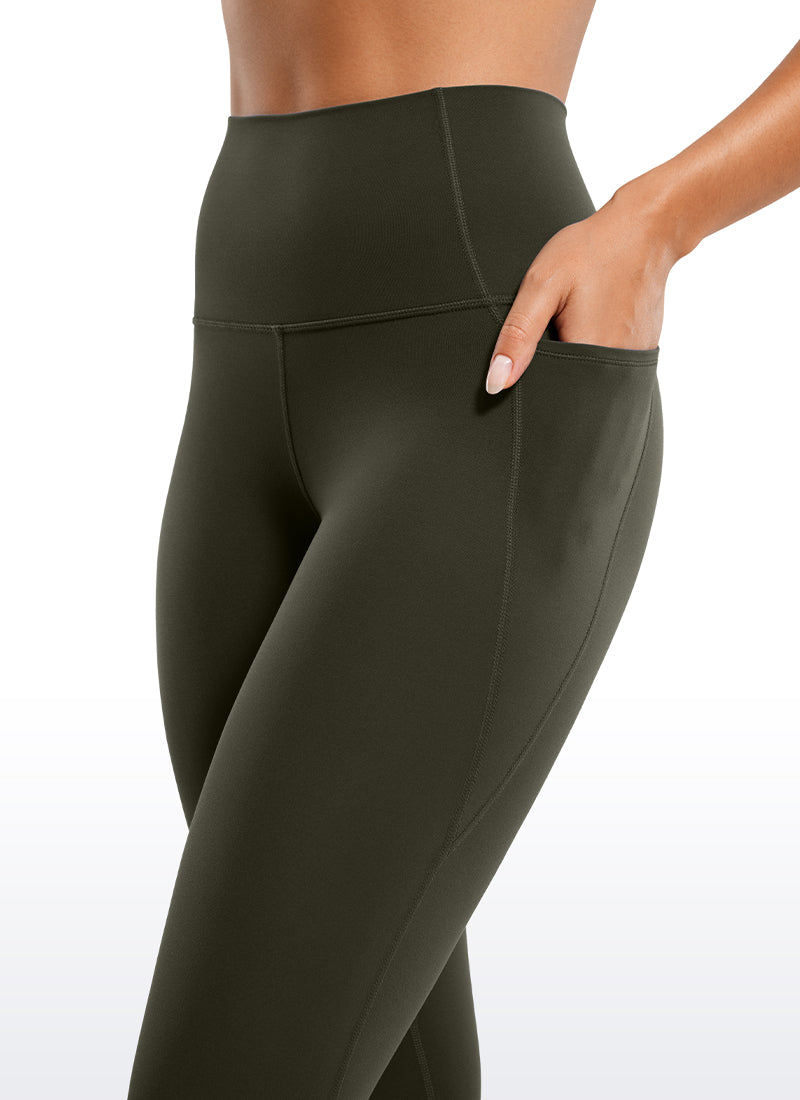 CRZ YOGA Mujer Leggings Deportivos con bolsillos de 28 Pulgadas Verde Oliva