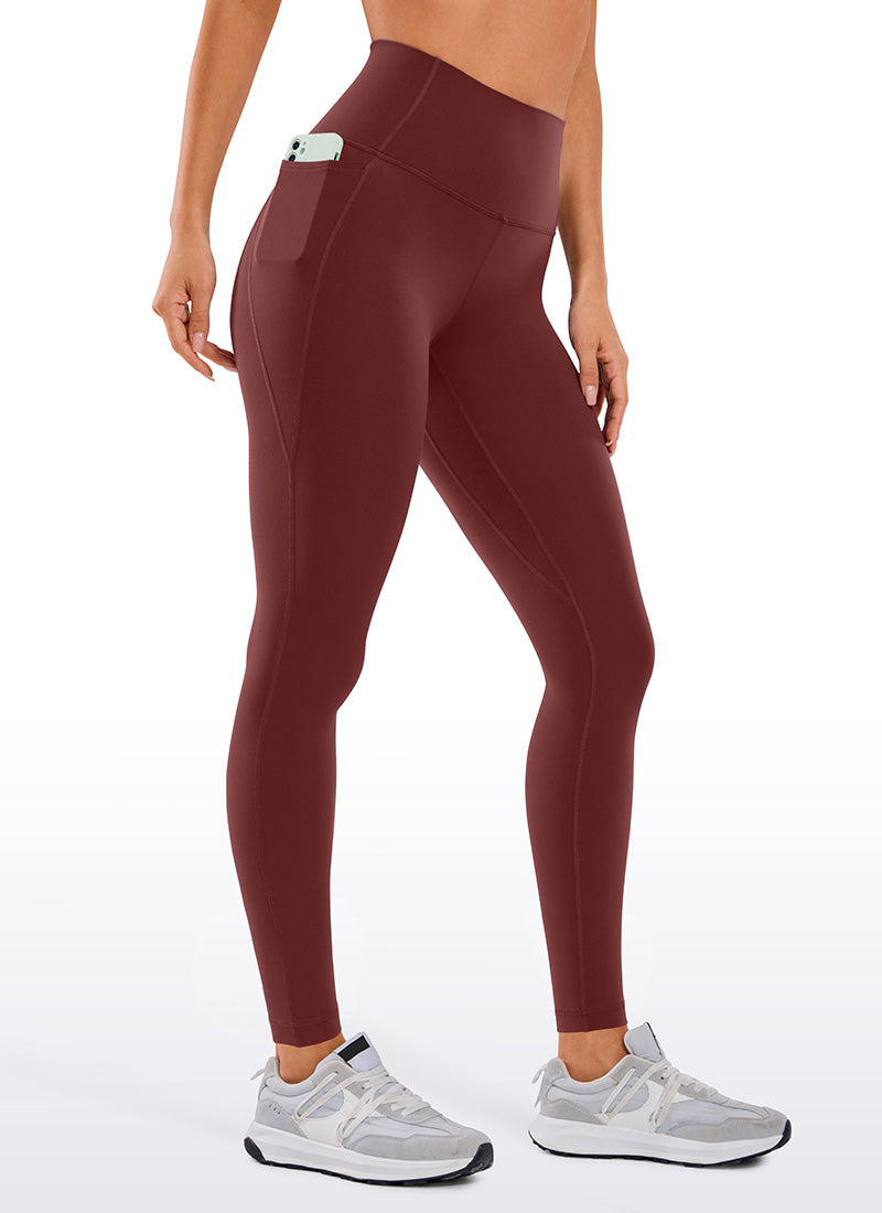 CRZ YOGA Mujer Leggings Deportivos con bolsillos de 28 Pulgadas Noctilucence Rojo