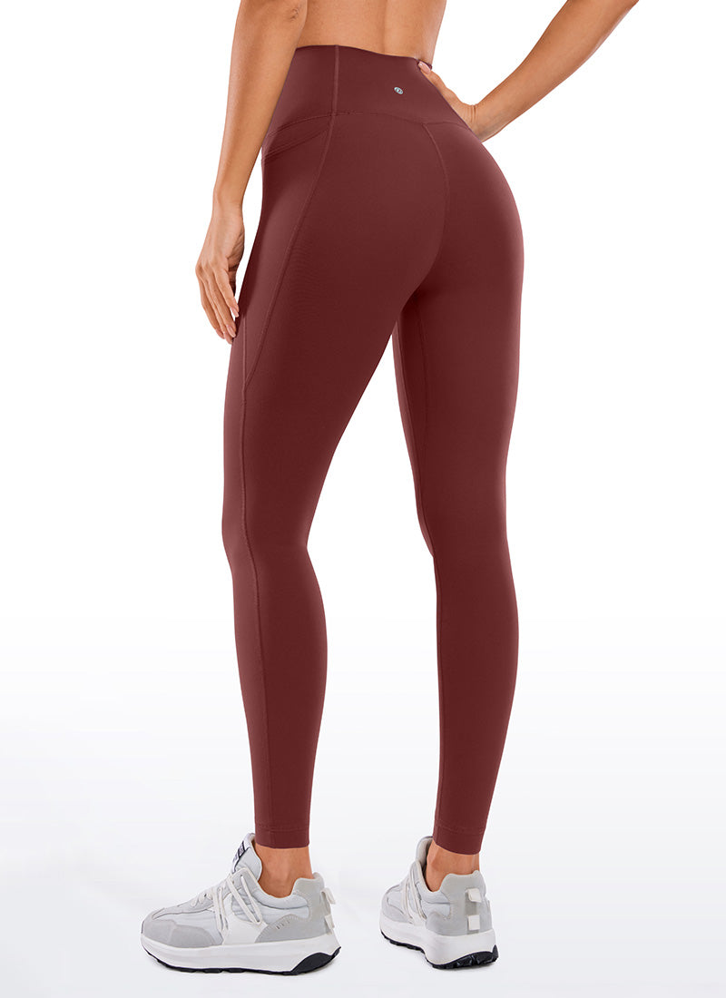 CRZ YOGA Mujer Leggings Deportivos con bolsillos de 28 Pulgadas Noctilucence Rojo