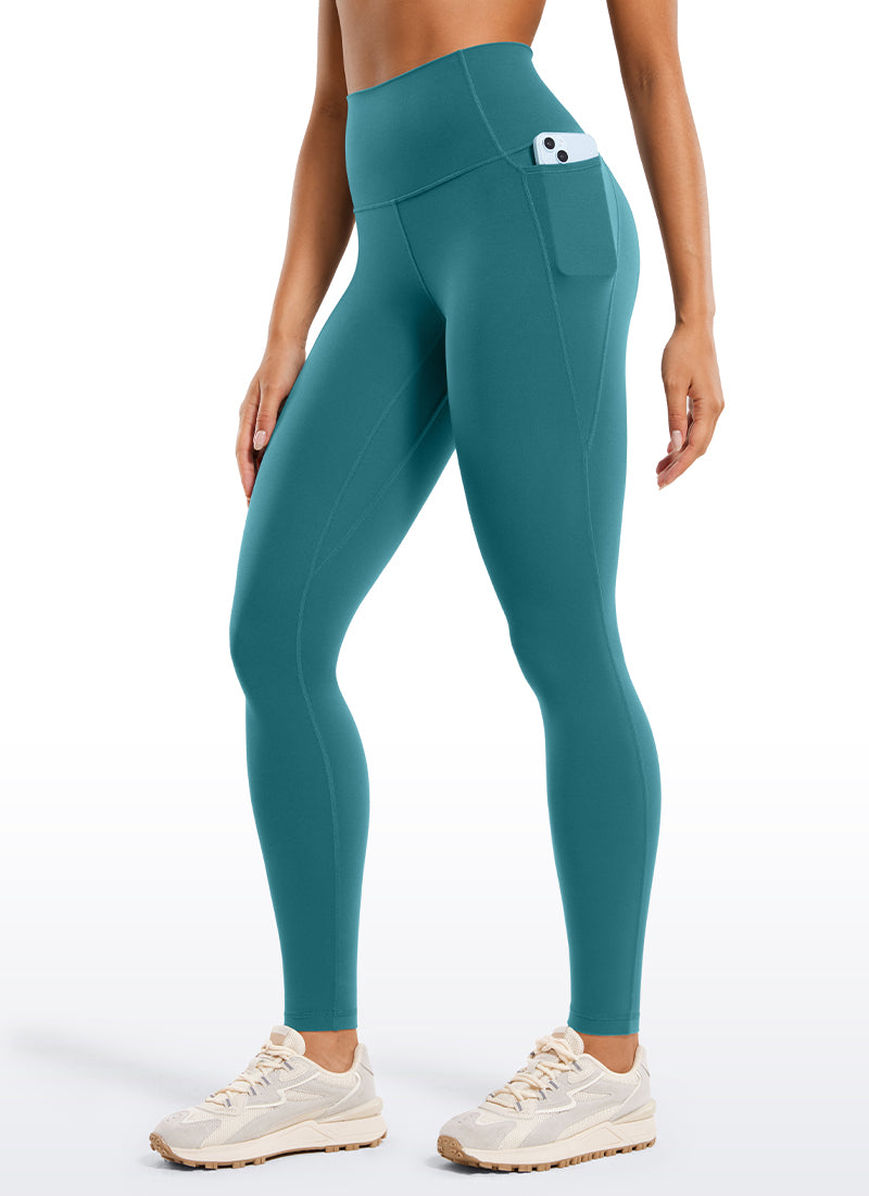 CRZ YOGA Mujer Leggings Deportivos con bolsillos de 28 Pulgadas Jade Verde