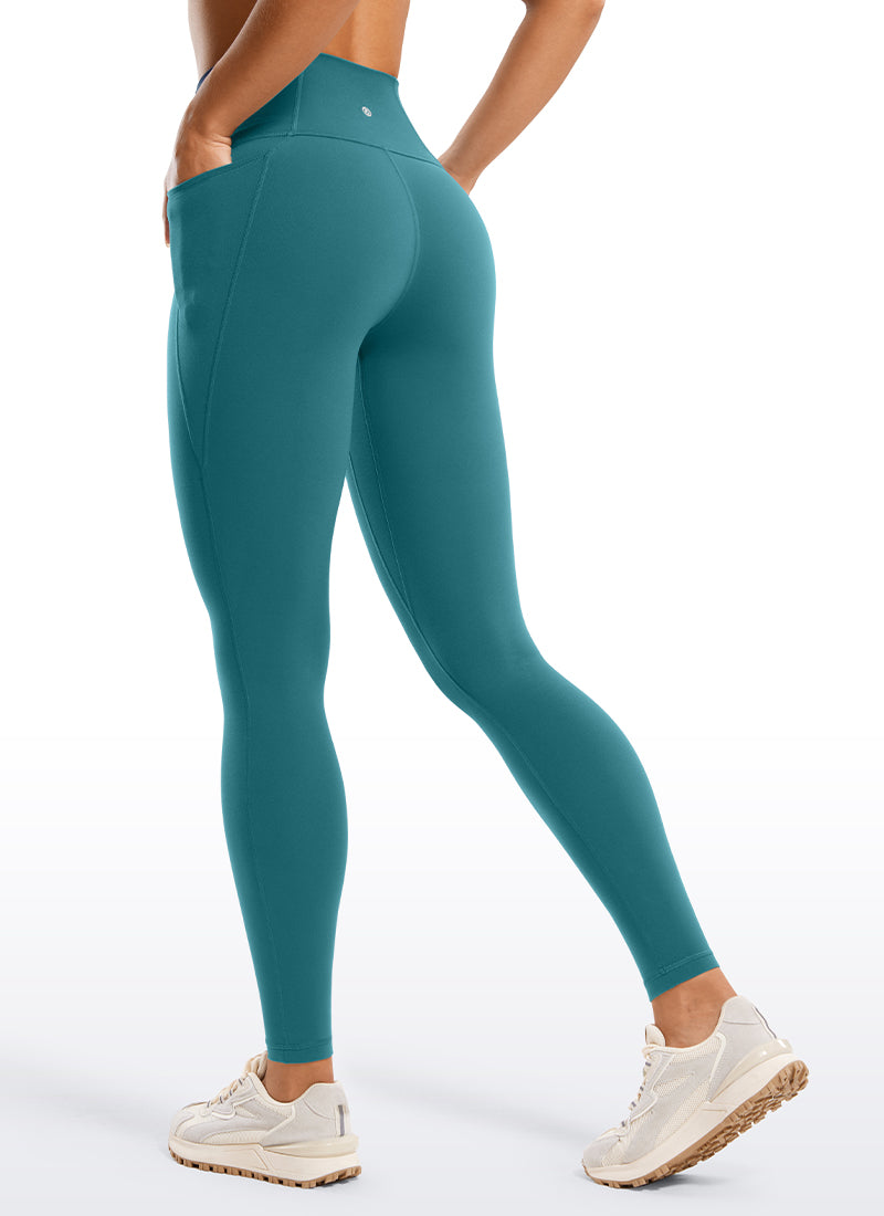 CRZ YOGA Mujer Leggings Deportivos con bolsillos de 28 Pulgadas Jade Verde