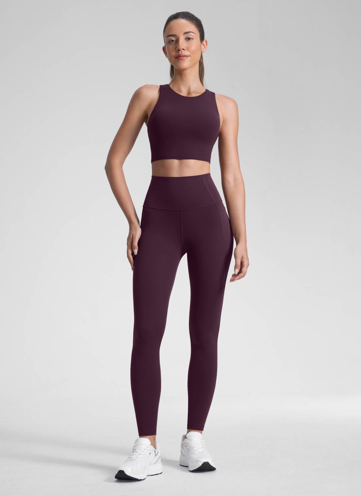 CRZ YOGA Mujer Leggings Deportivos con bolsillos de 28 Pulgadas Deep Purple
