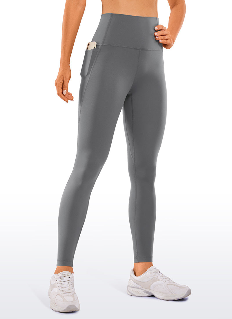 CRZ YOGA Mujer Leggings Deportivos con bolsillos de 28 Pulgadas Lava Humo Gris