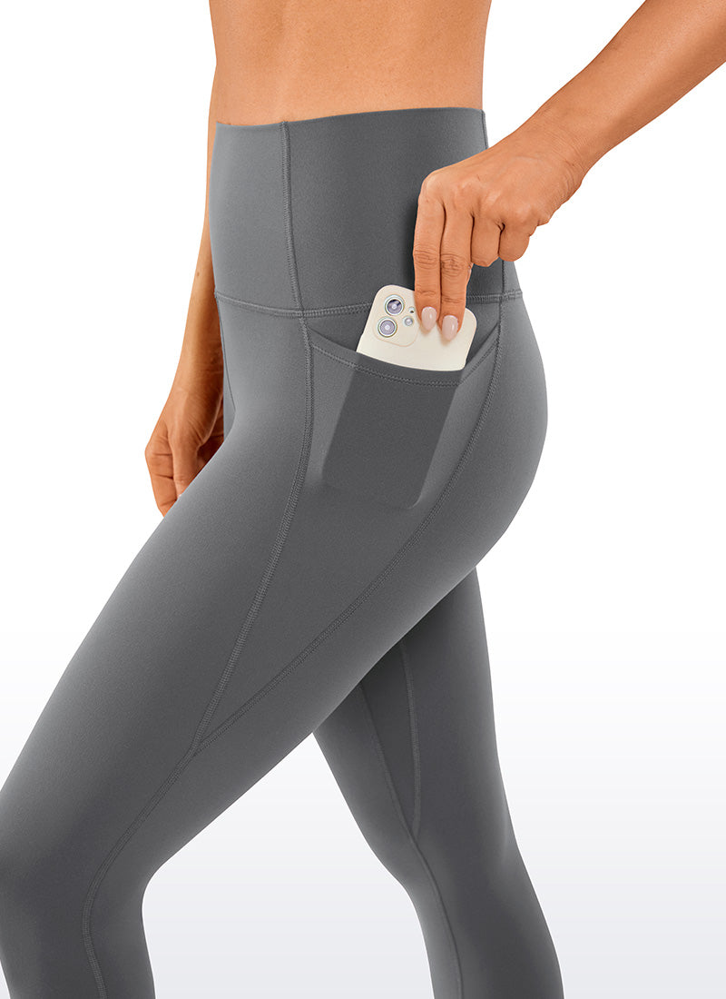 CRZ YOGA Mujer Leggings Deportivos con bolsillos de 28 Pulgadas Lava Humo Gris